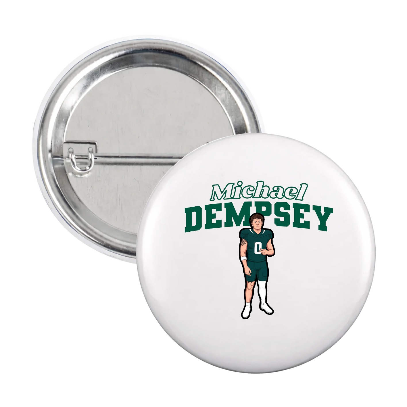 Game Day Button — Name Arch in White