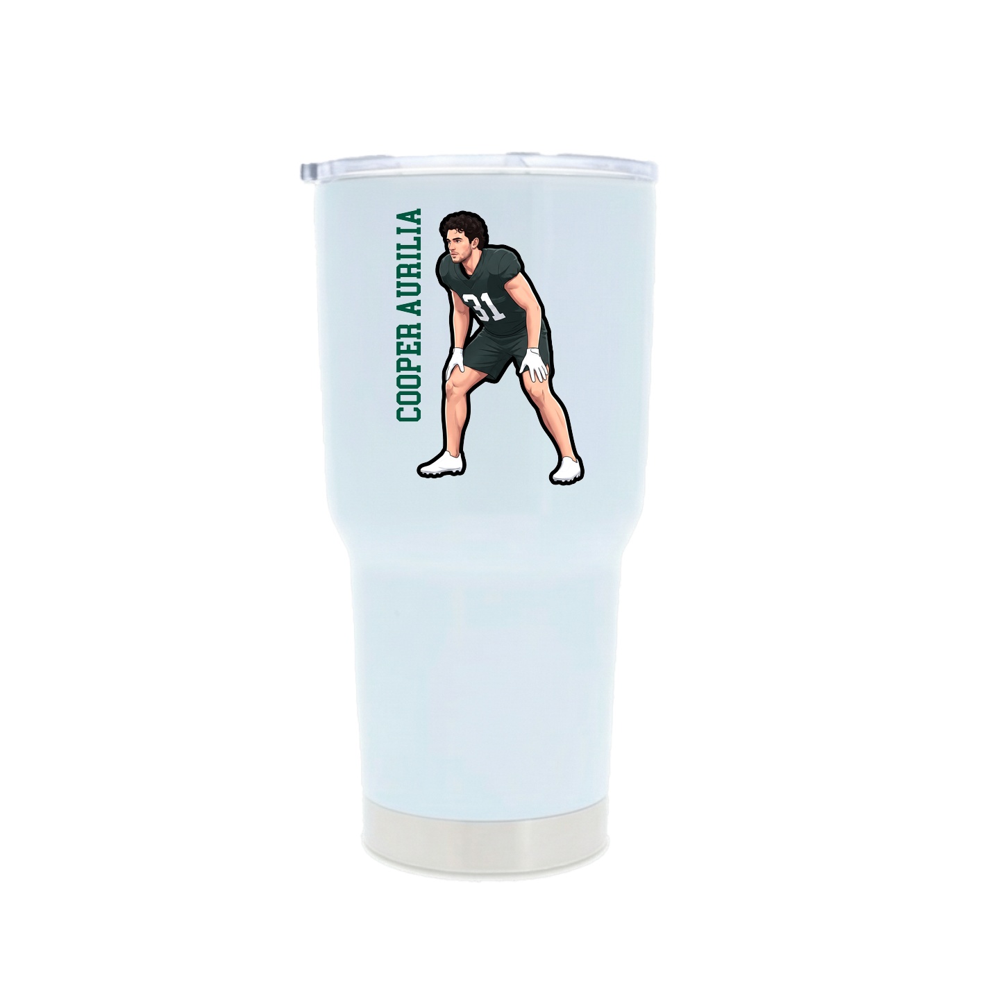 30oz Stainless Steel Tumbler — Name Vertical in White