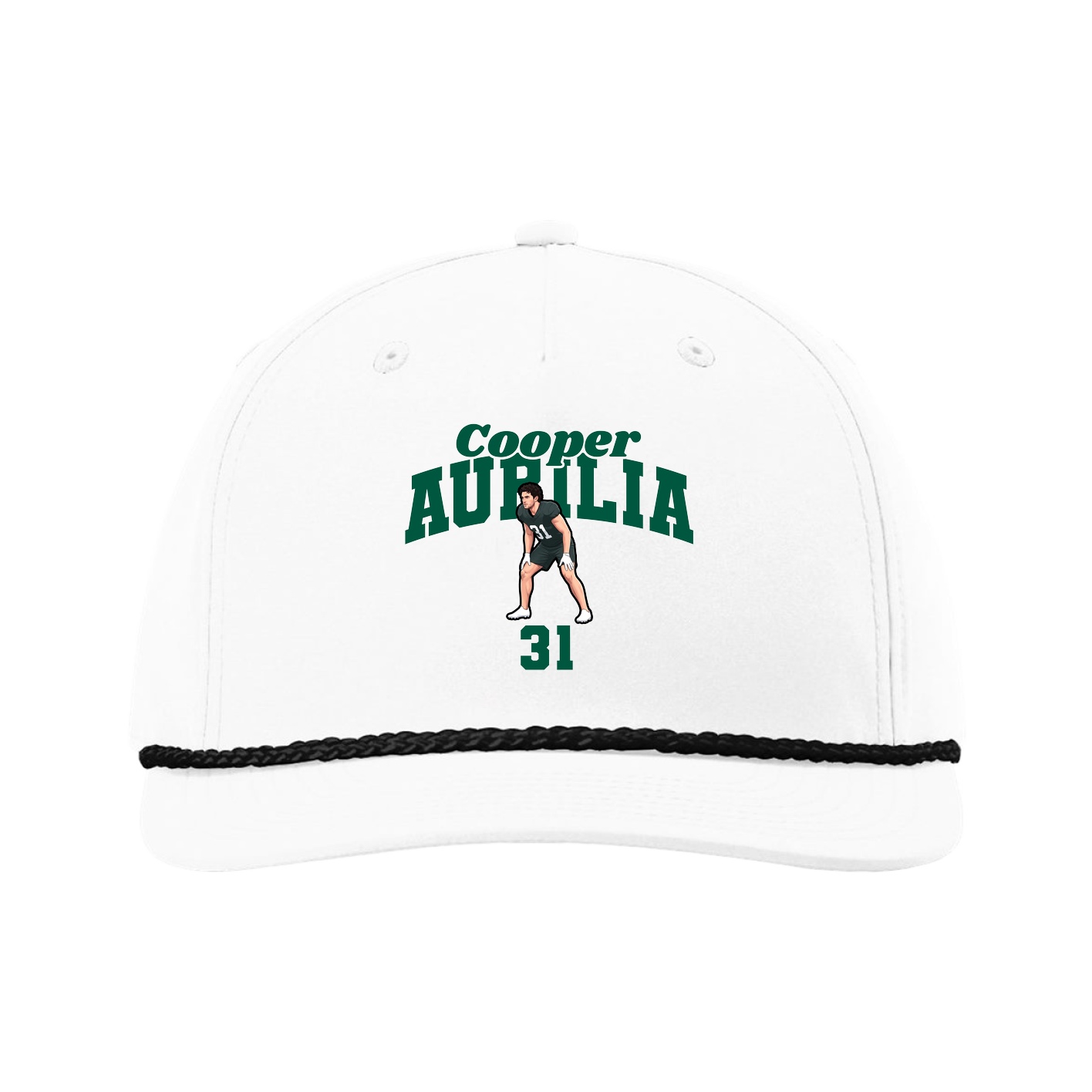 Five-Panel Classic Rope Cap — Signature Arch in White