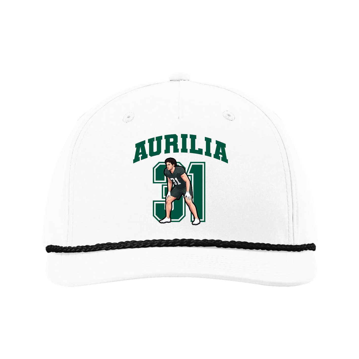 Five-Panel Classic Rope Cap — Number in White