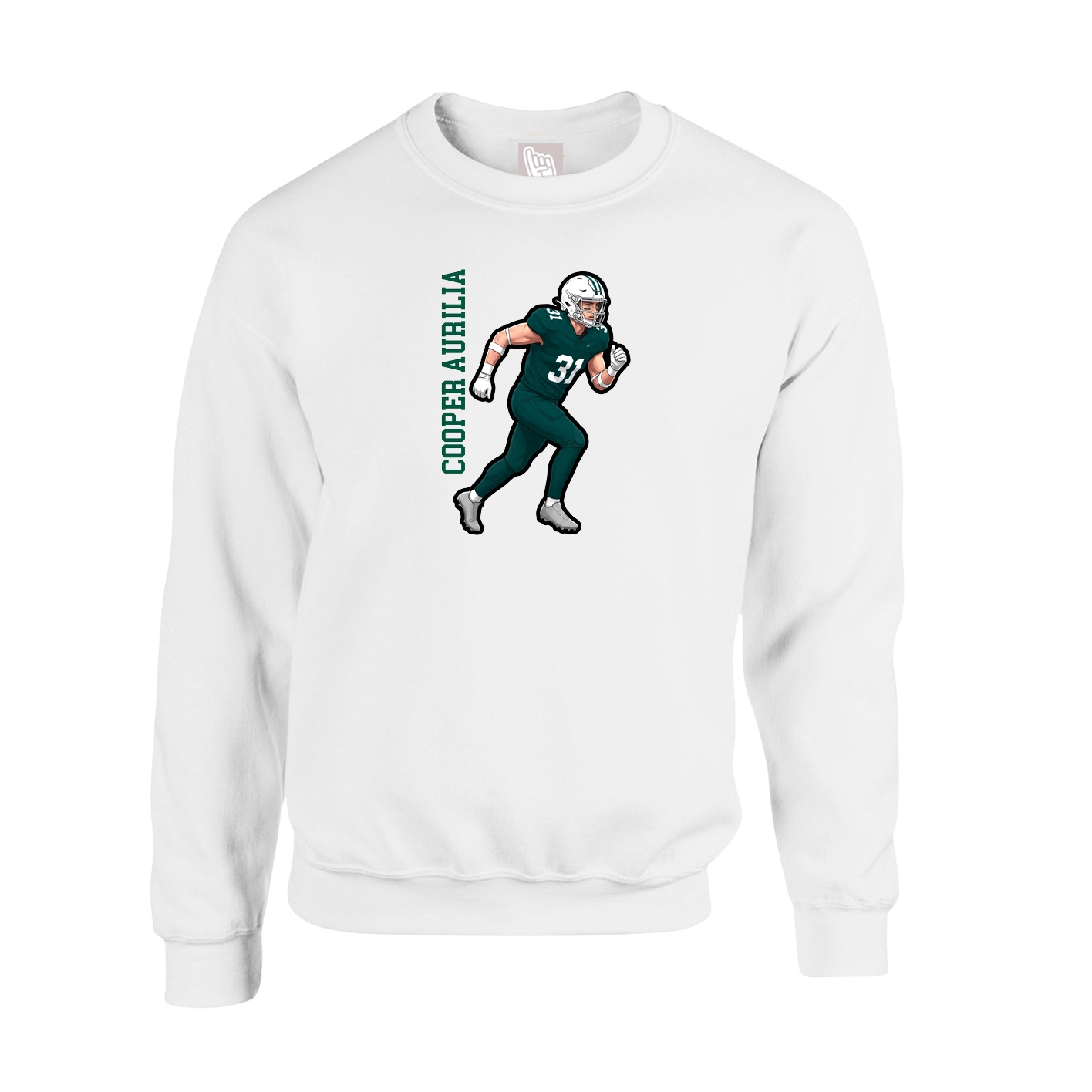 Fleece Crew — Name Vertical in White