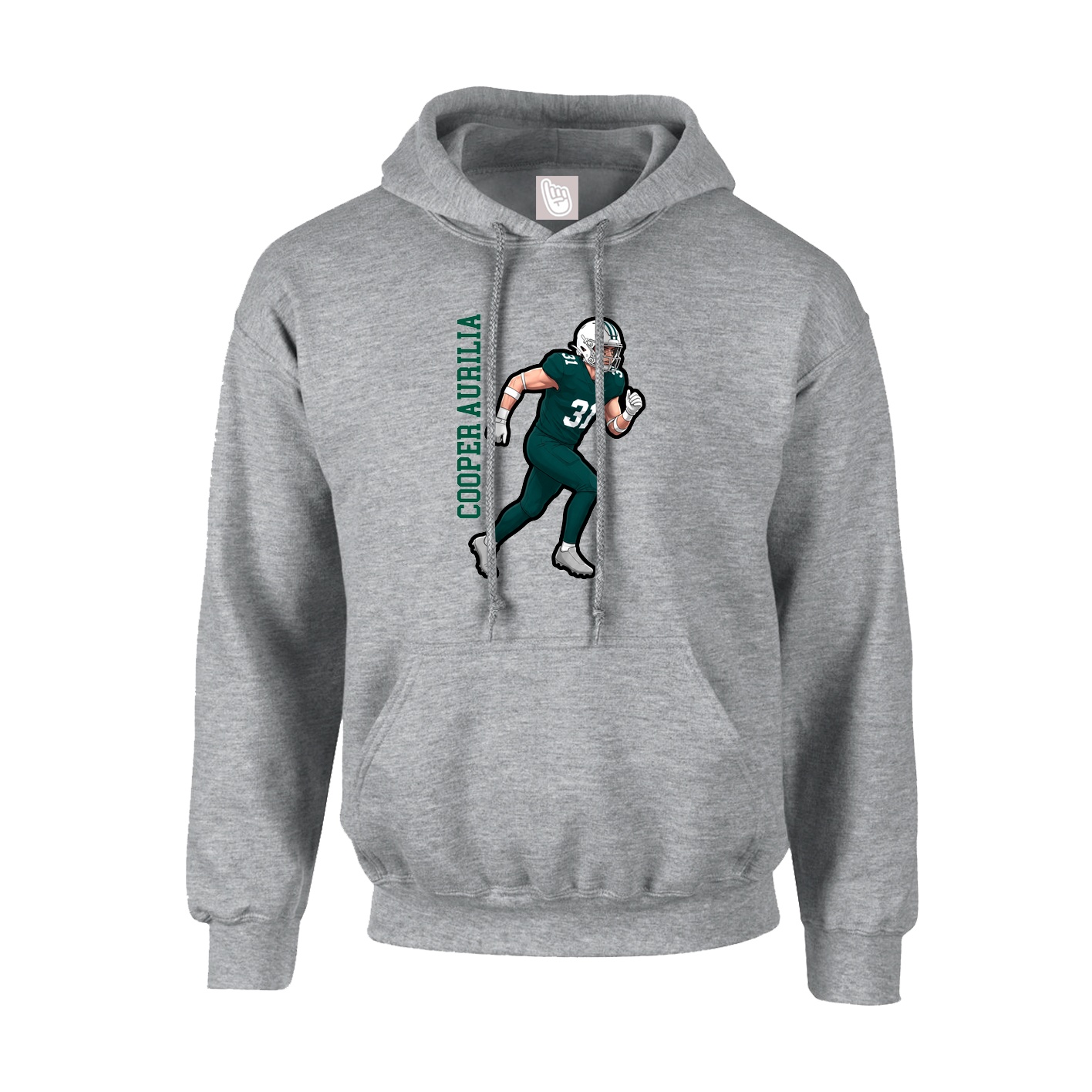 Youth Hoodie — Name Vertical in Grey