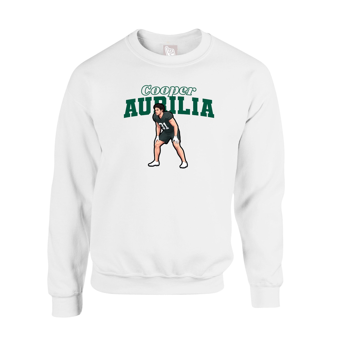 Fleece Crew — Name Arch in White