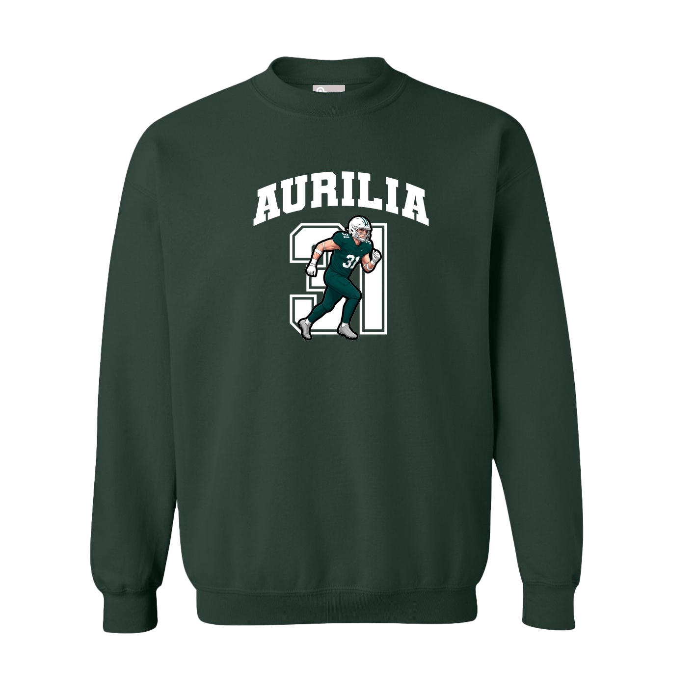 Fleece Crew — Number in Green