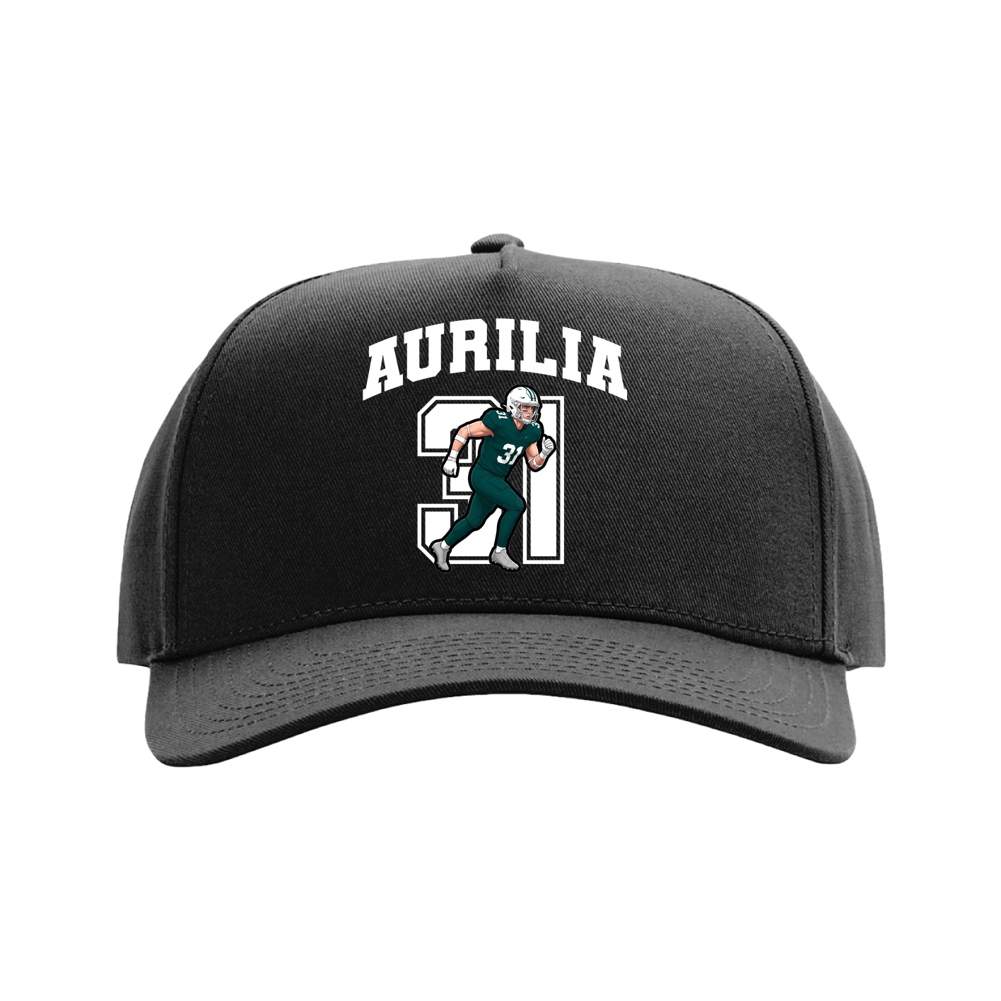 Full Fabric Five-Panel Champ Cap — Number in Black