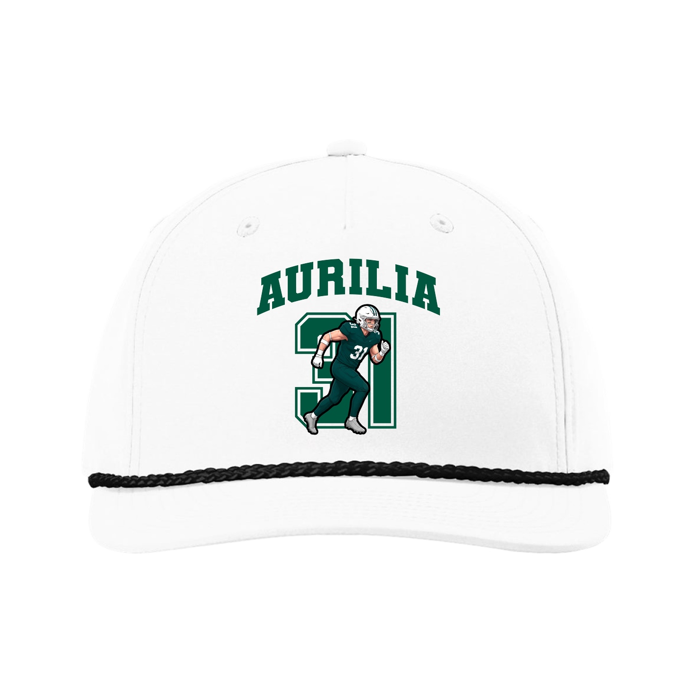 Five-Panel Classic Rope Cap — Number in White
