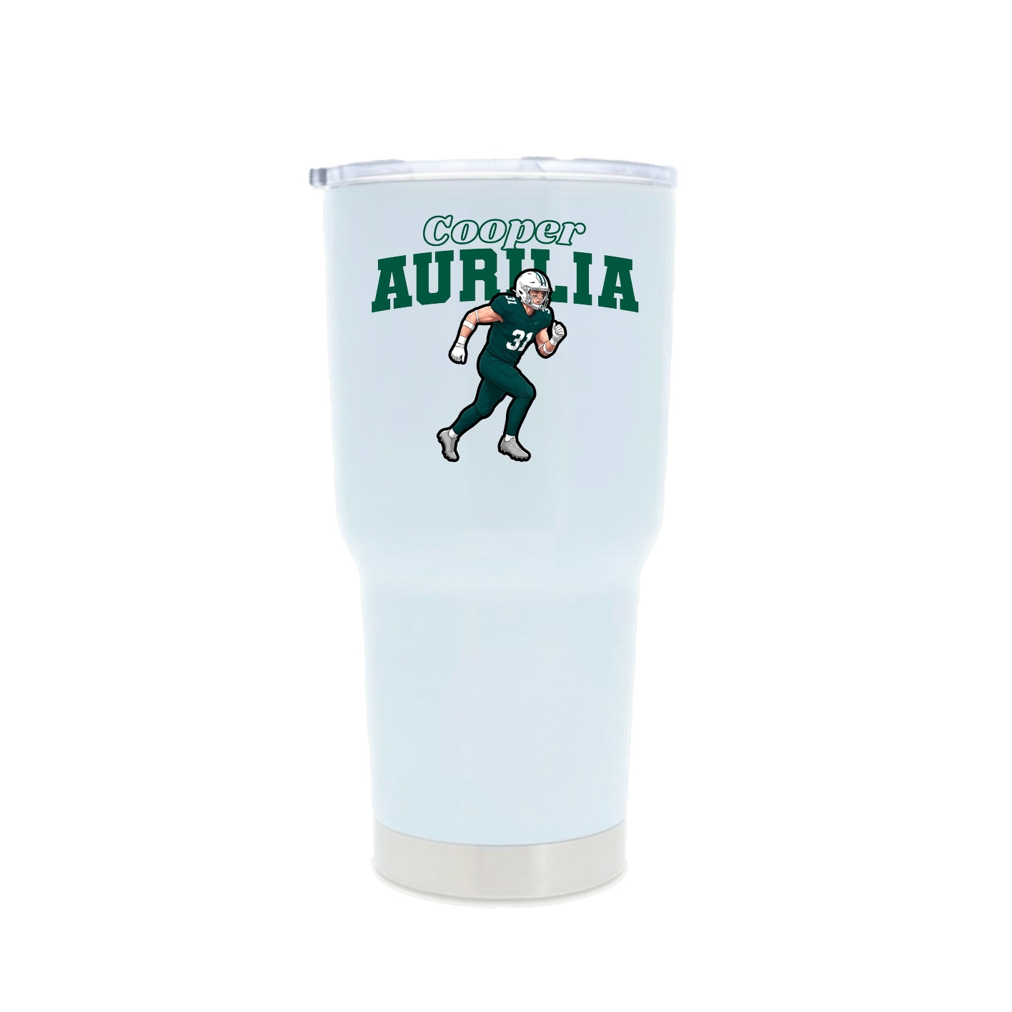 30oz Stainless Steel Tumbler — Name Arch in White