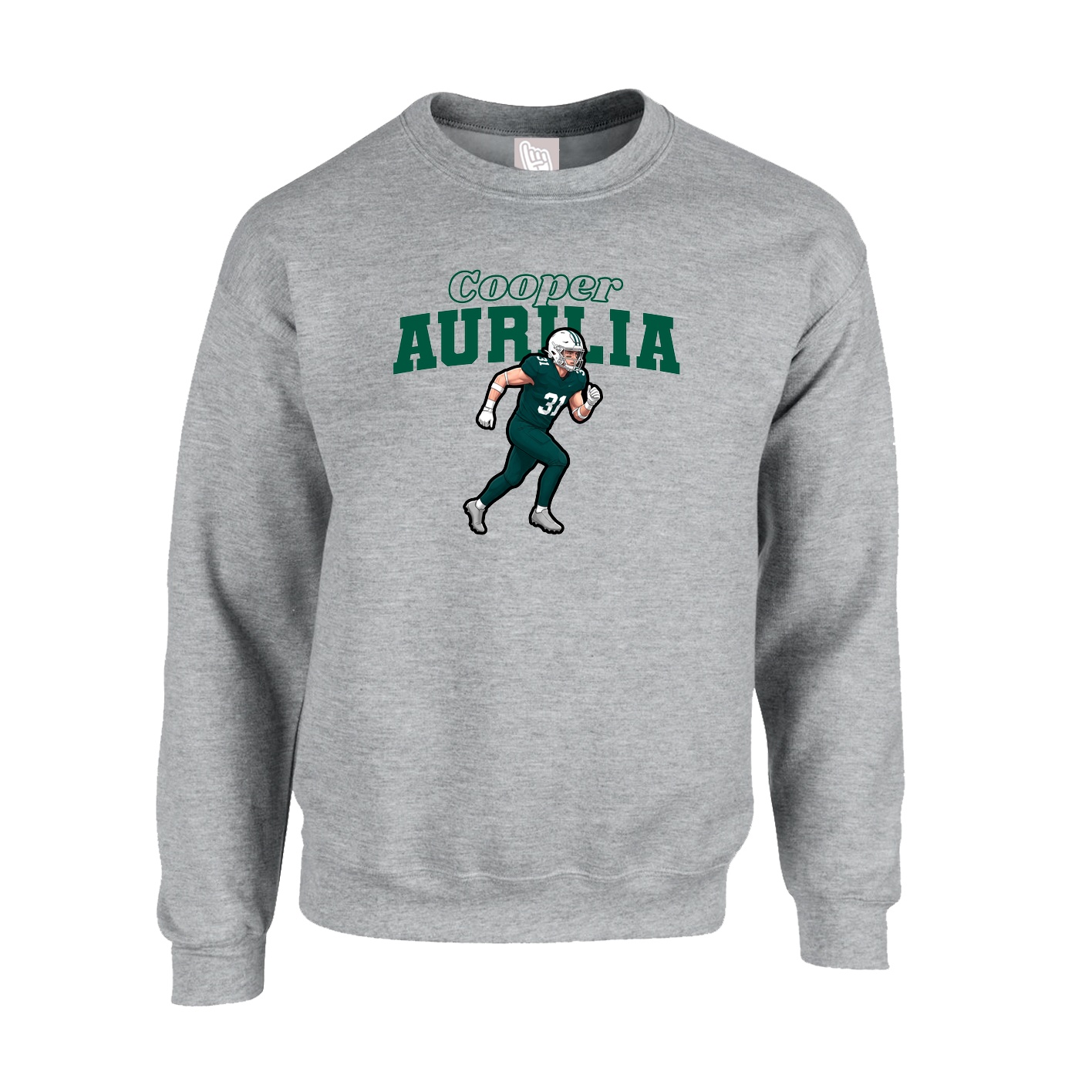 Fleece Crew — Name Arch in Grey