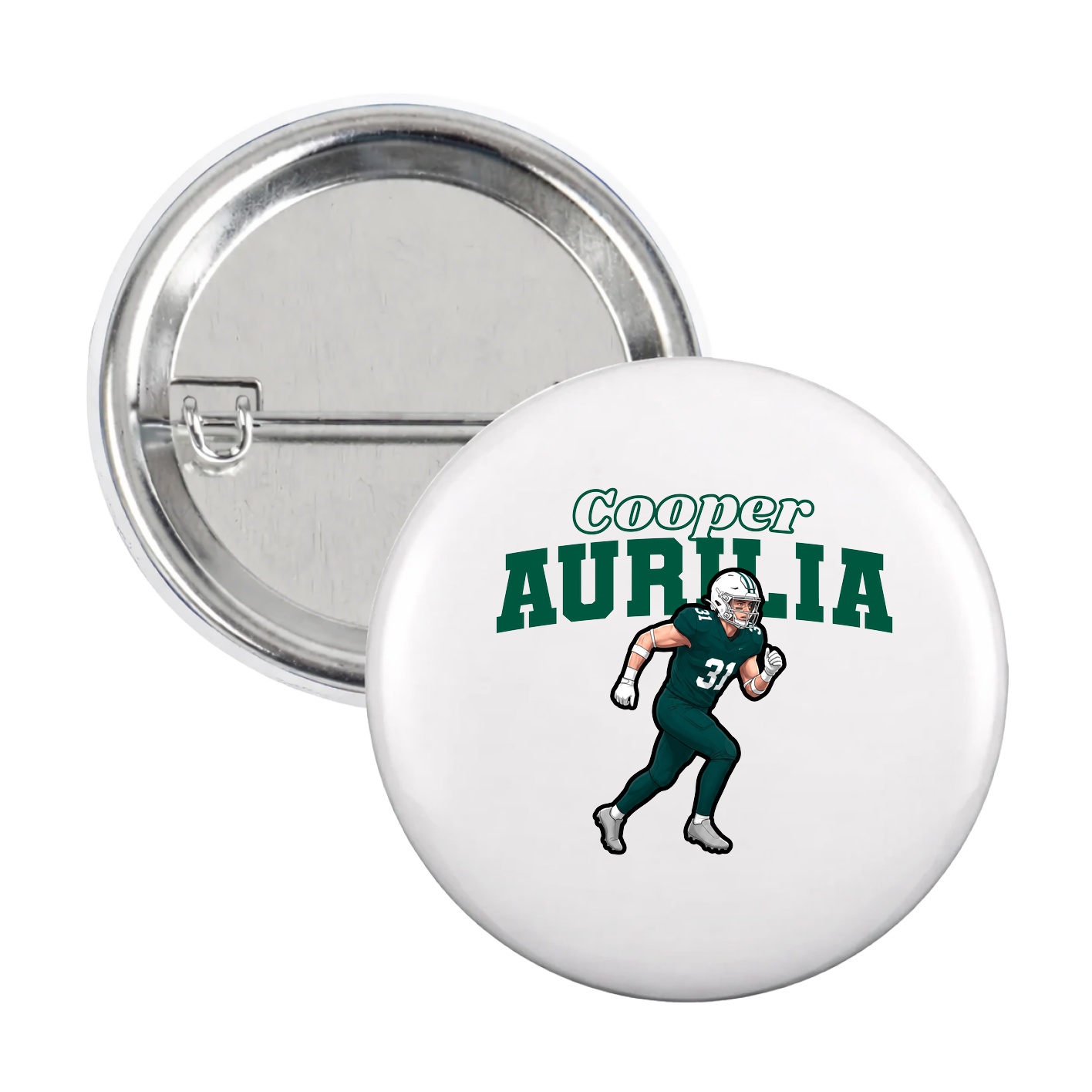 Game Day Button — Name Arch in White