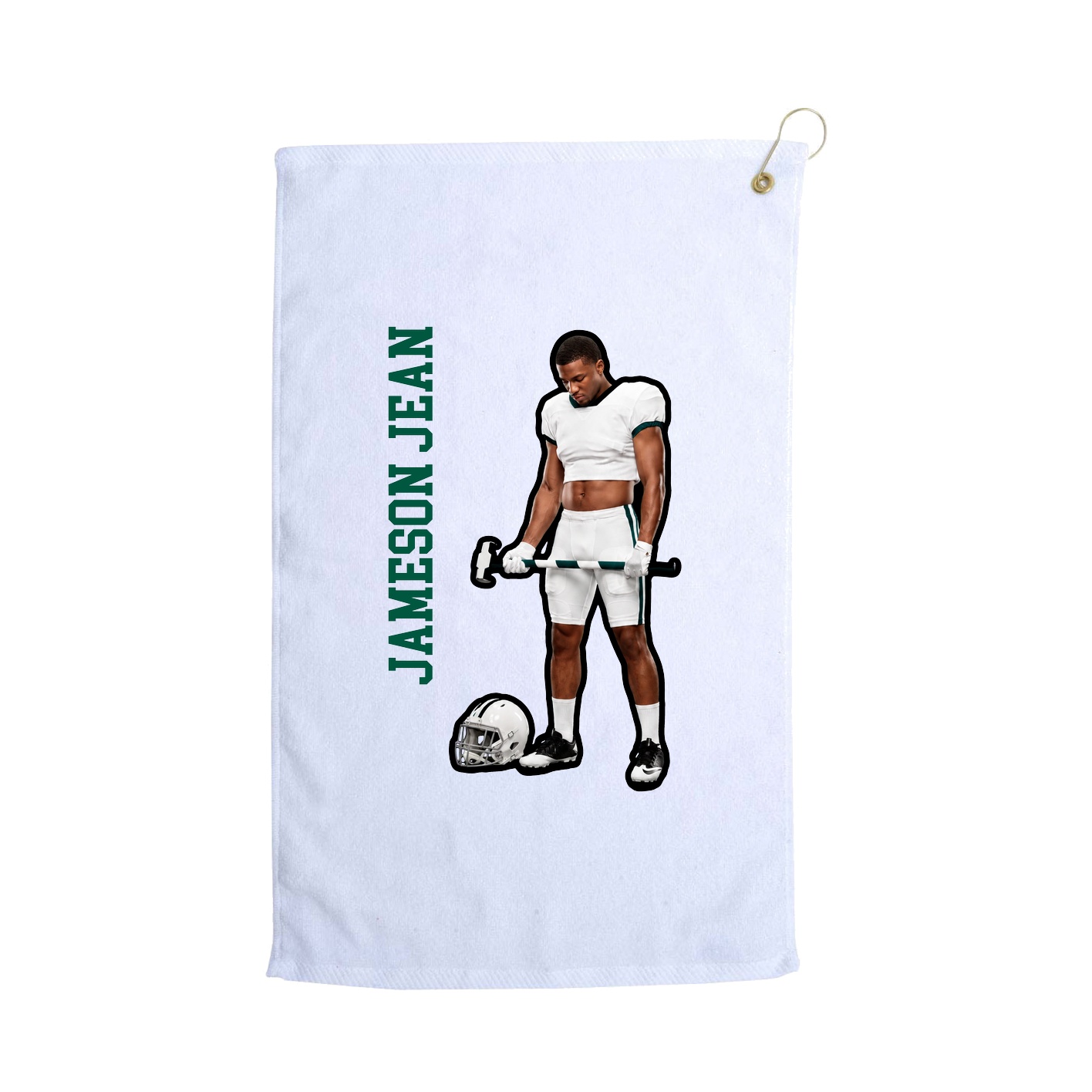 Golf Towel — Name Vertical in White