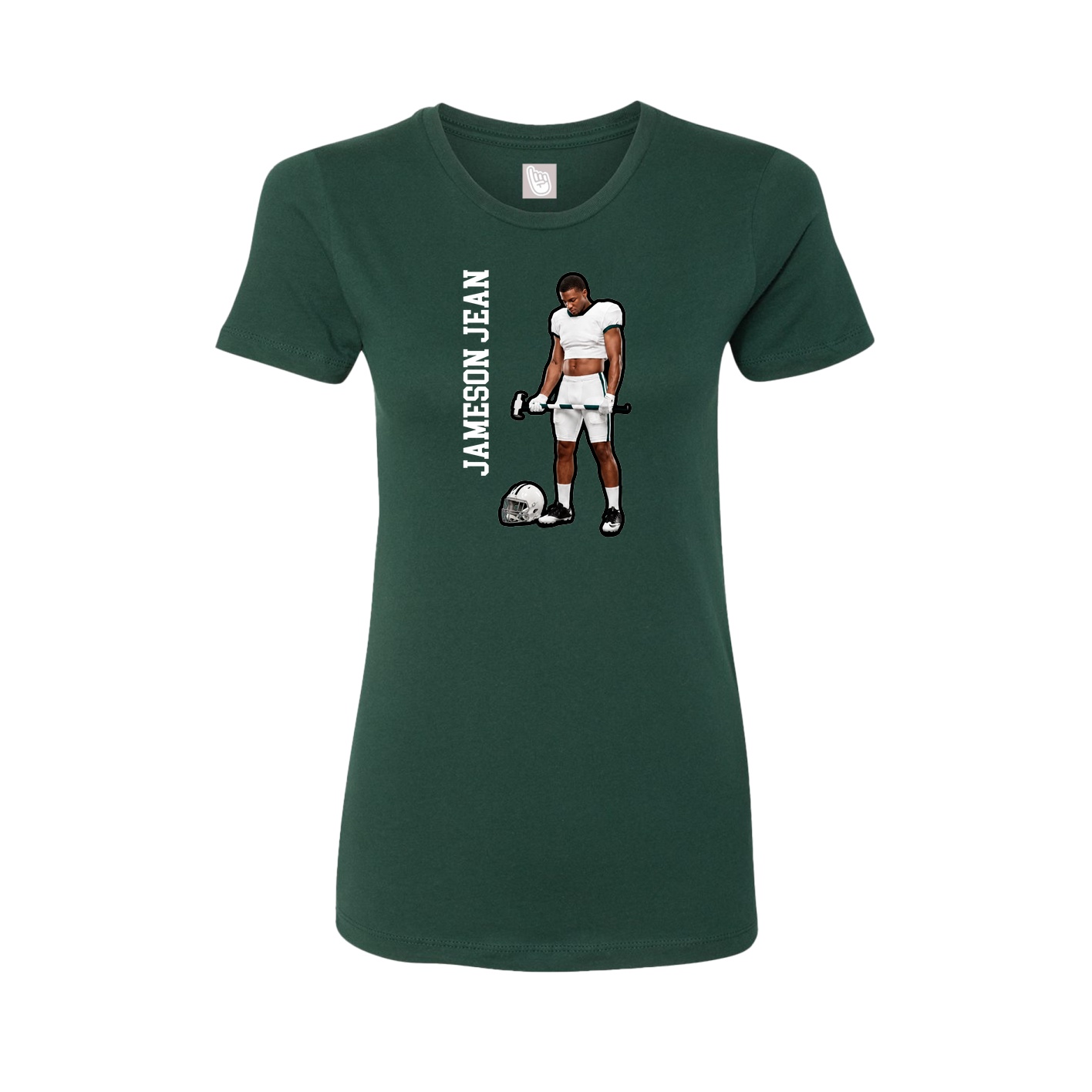 Fitted Women's Tee — Name Vertical in Green