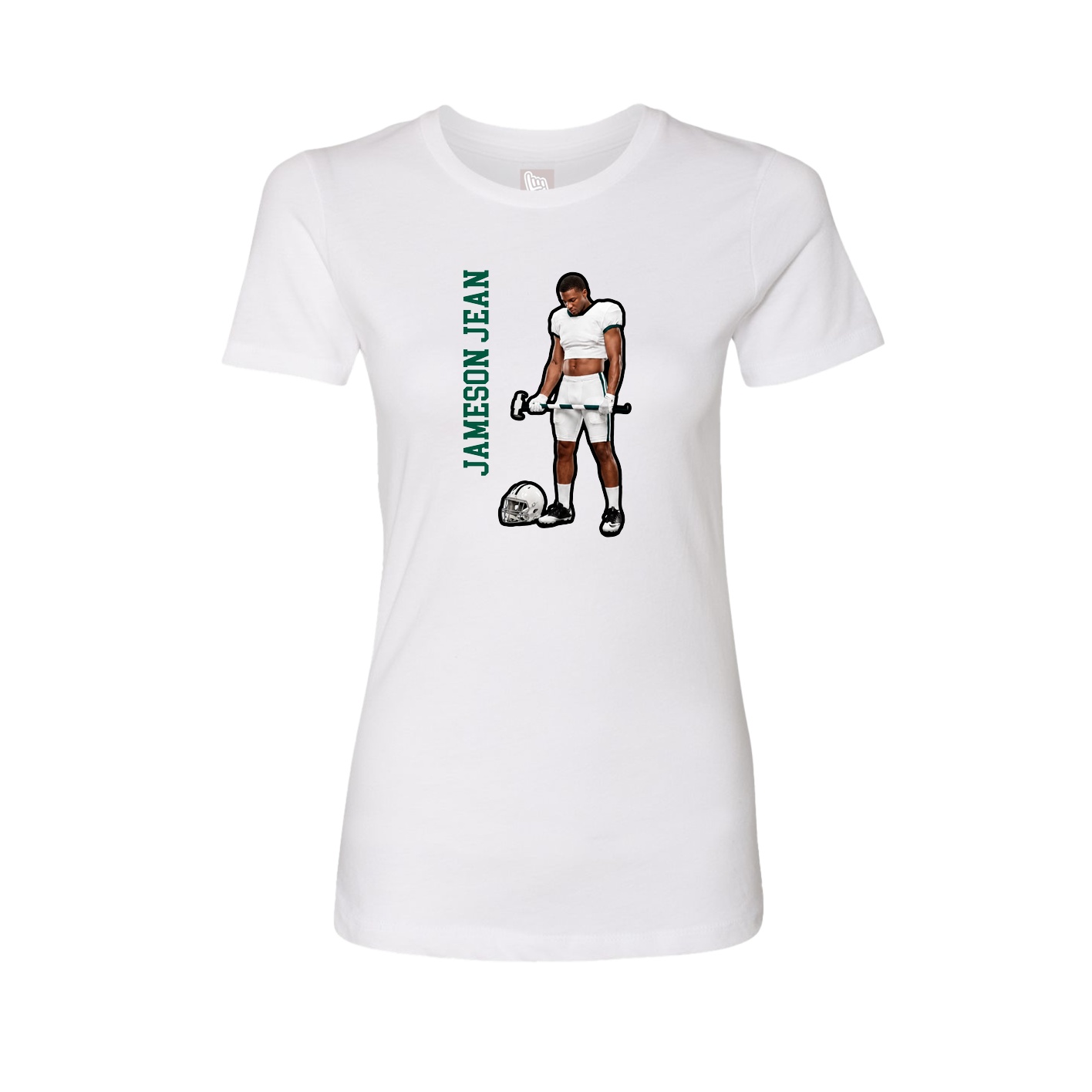 Fitted Women's Tee — Name Vertical in White