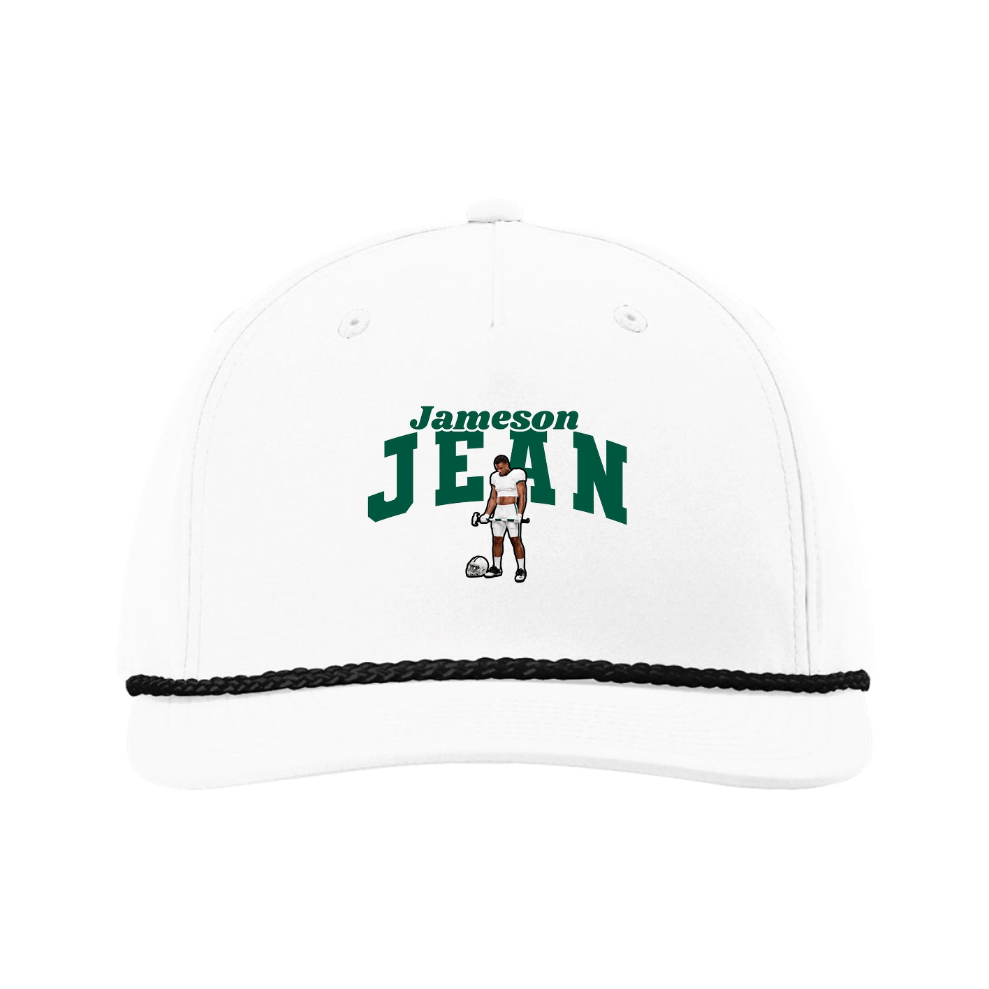 Five-Panel Classic Rope Cap — Signature Arch in White
