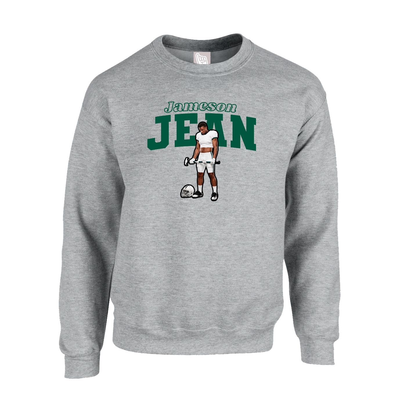 Fleece Crew — Name Arch in Grey