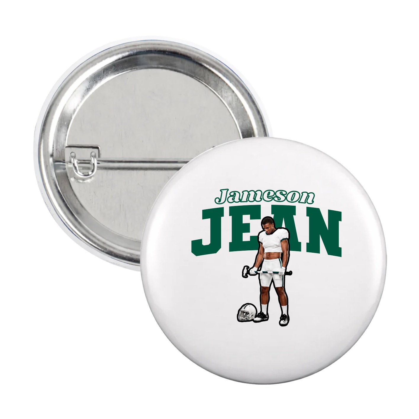 Game Day Button — Name Arch in White