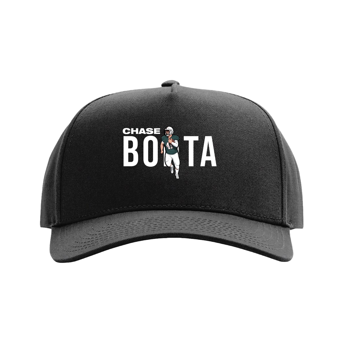 Full Fabric Five-Panel Champ Cap — Player Name in Black