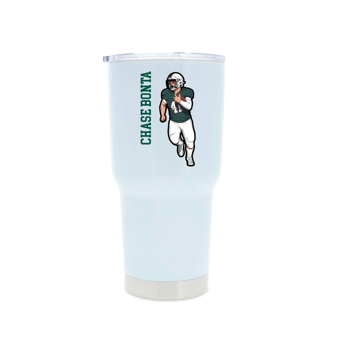30oz Stainless Steel Tumbler — Name Vertical in White