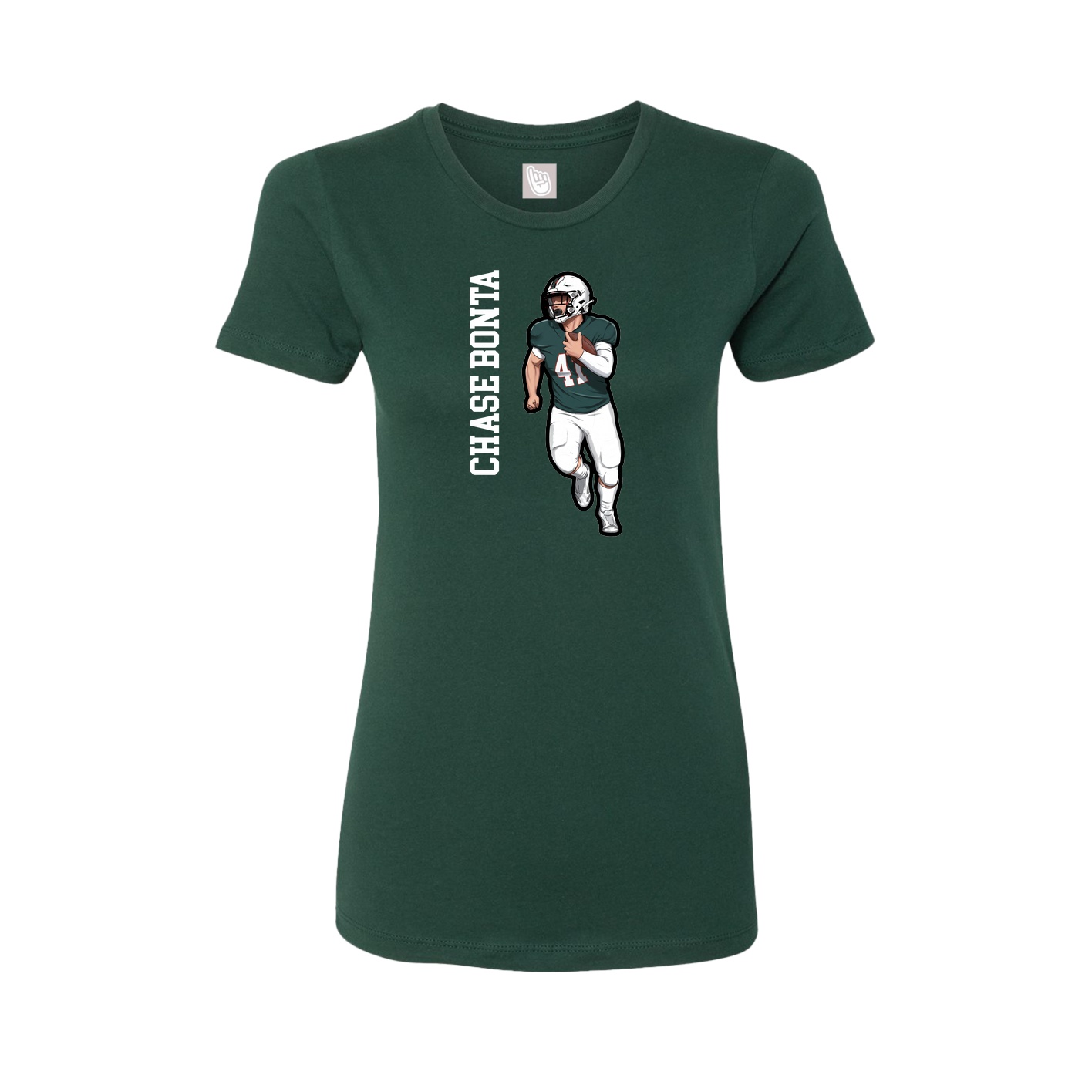 Fitted Women's Tee — Name Vertical in Green
