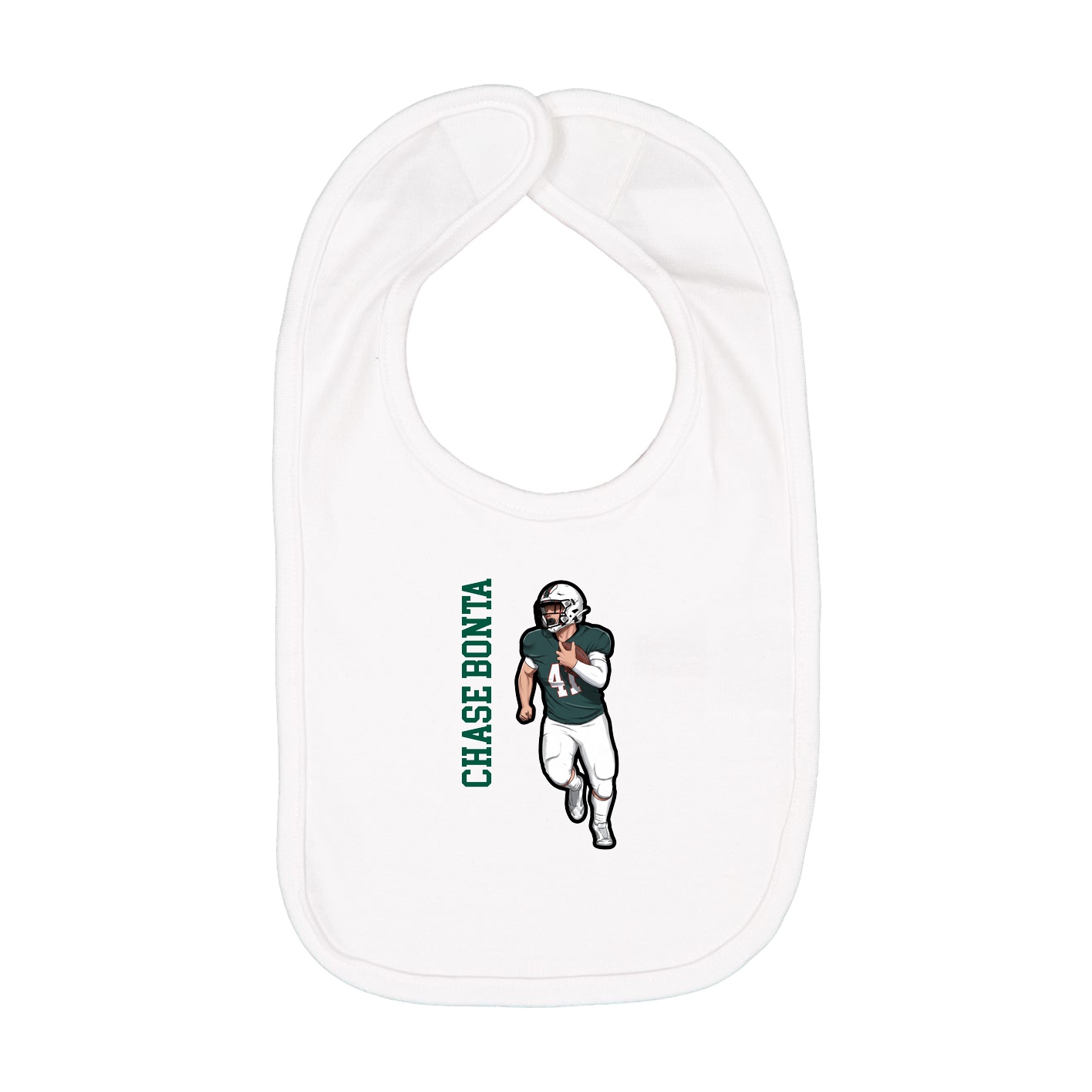 Infant Bib — Name Vertical in White