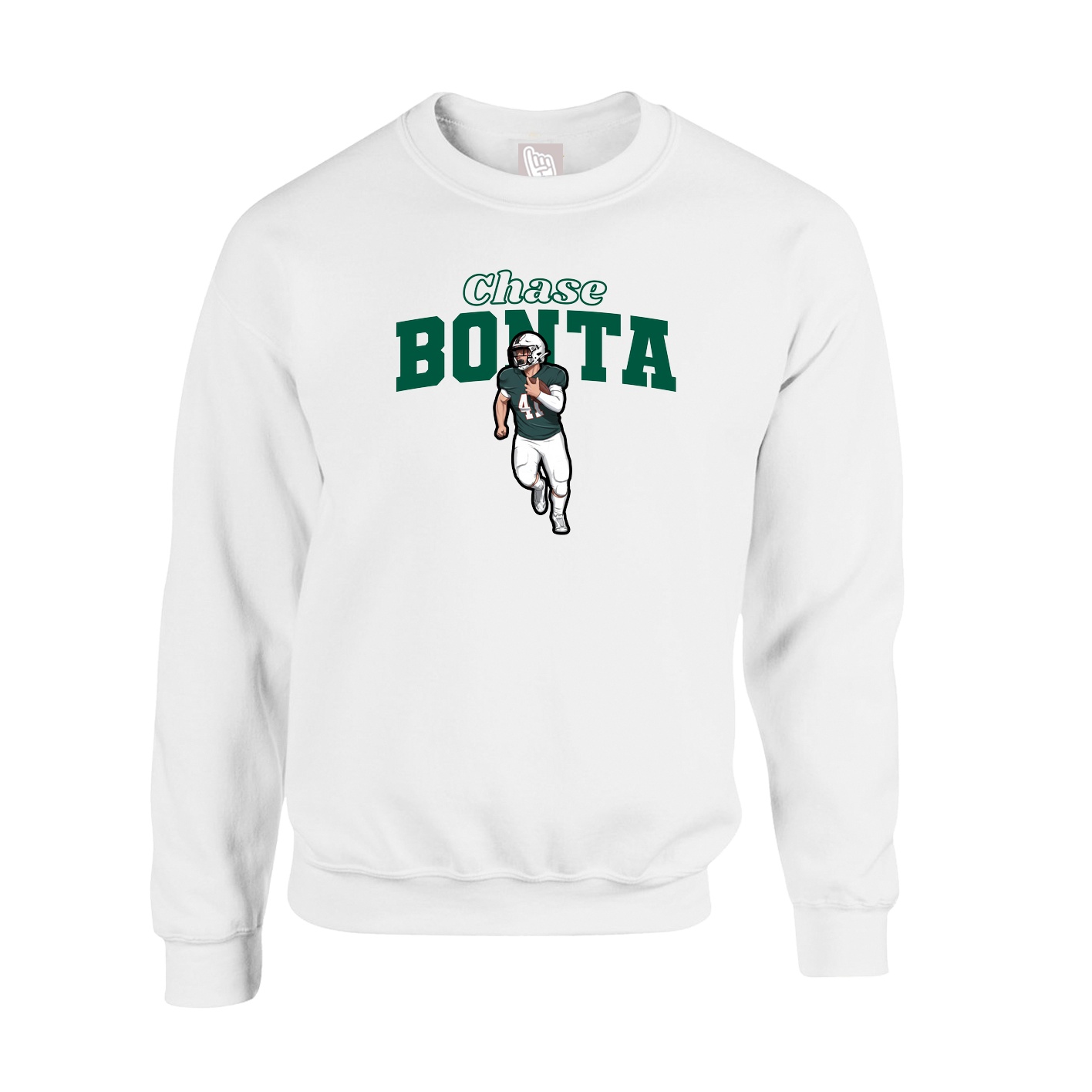 Fleece Crew — Name Arch in White