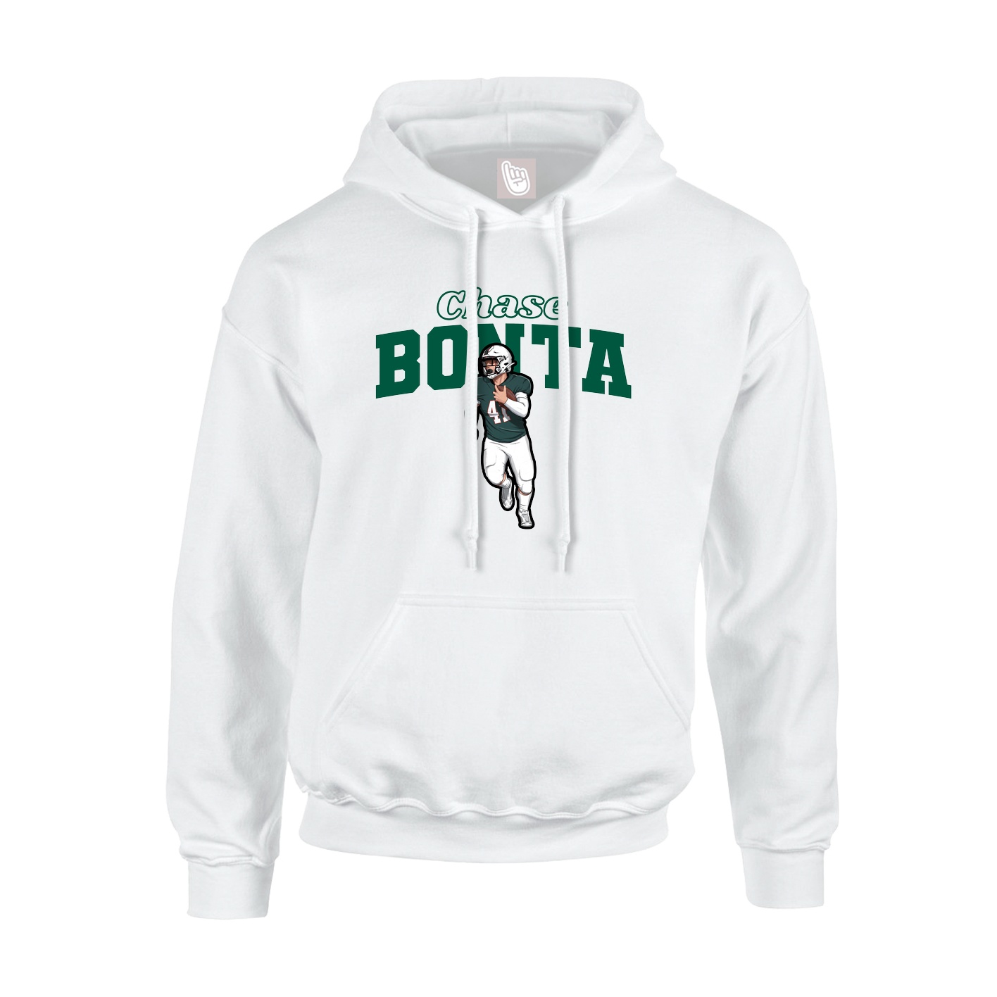 Youth Hoodie — Name Arch in White