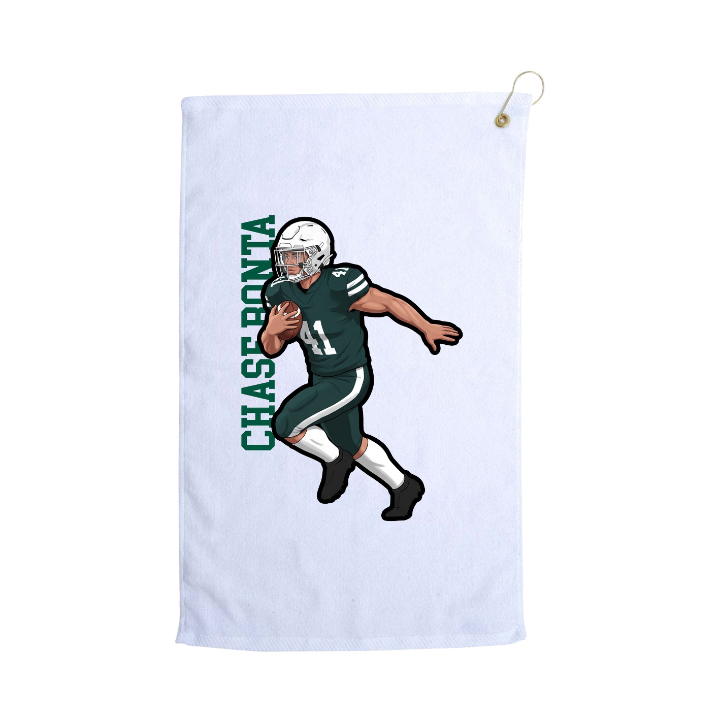 Golf Towel — Name Vertical in White