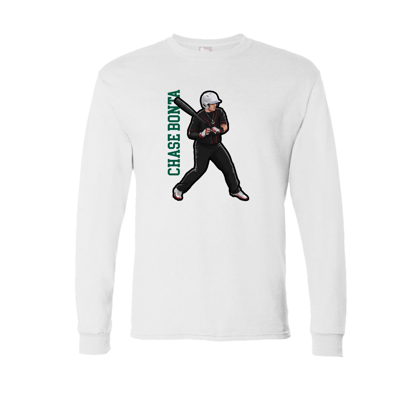 Long Sleeve Tee — Name Vertical in White