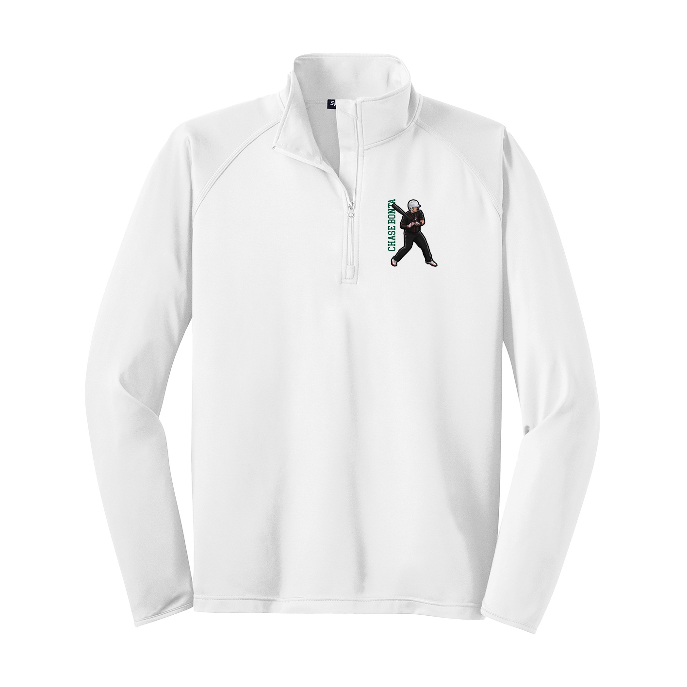 Q-Zip Pullover — Name Vertical in White