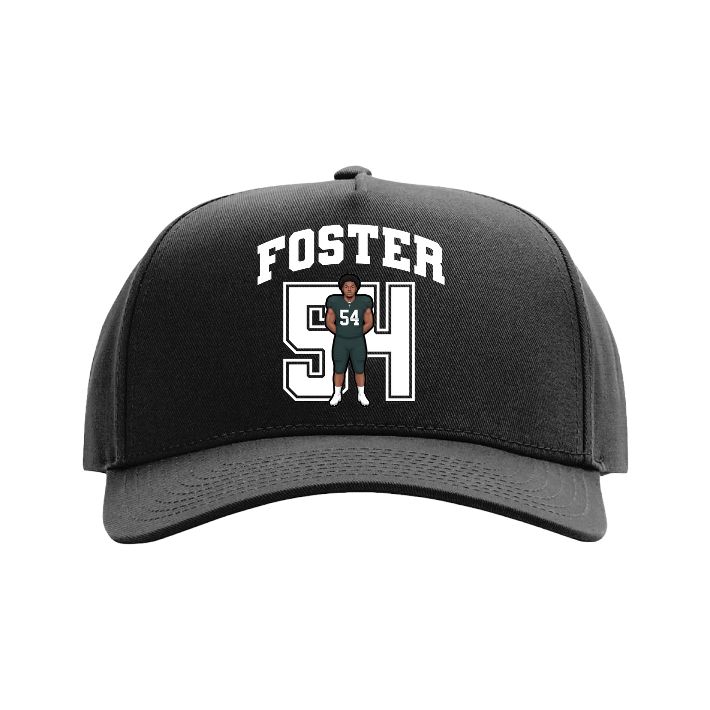 Full Fabric Five-Panel Champ Cap — Number in Black