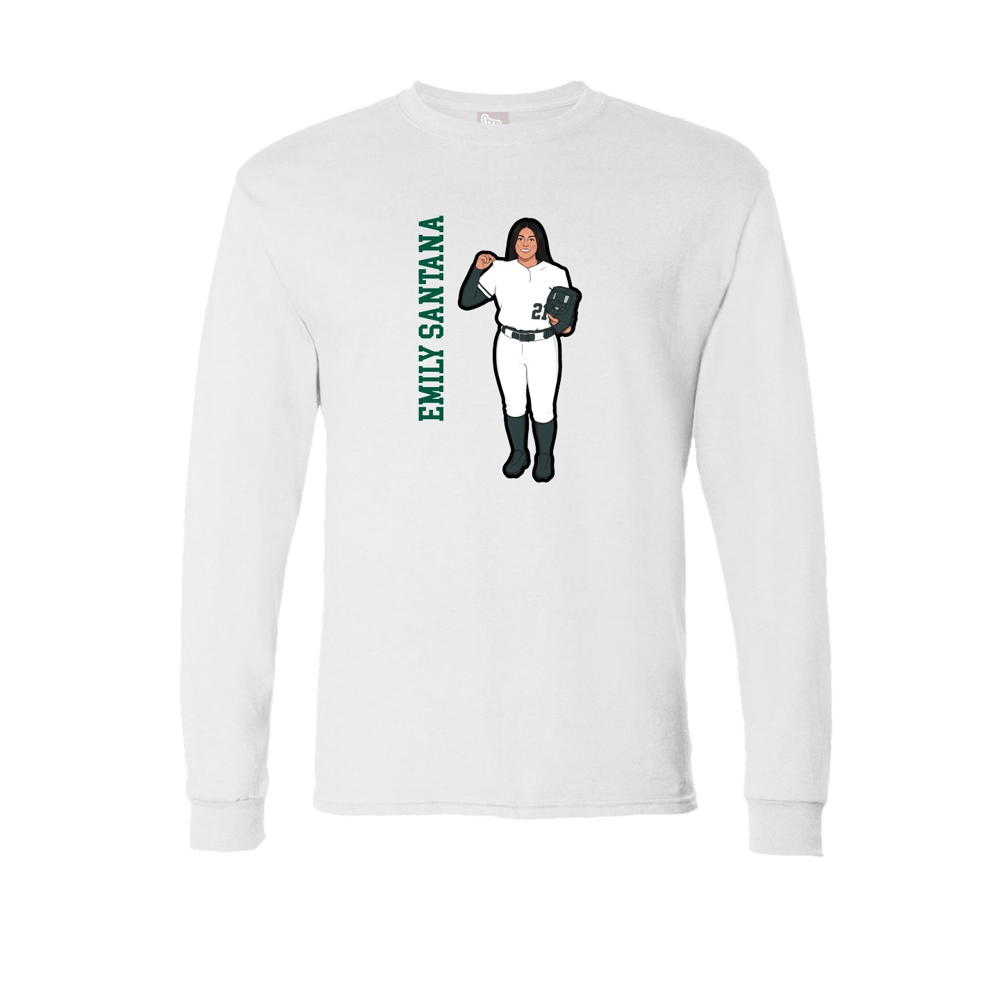 Long Sleeve Tee — Name Vertical in White