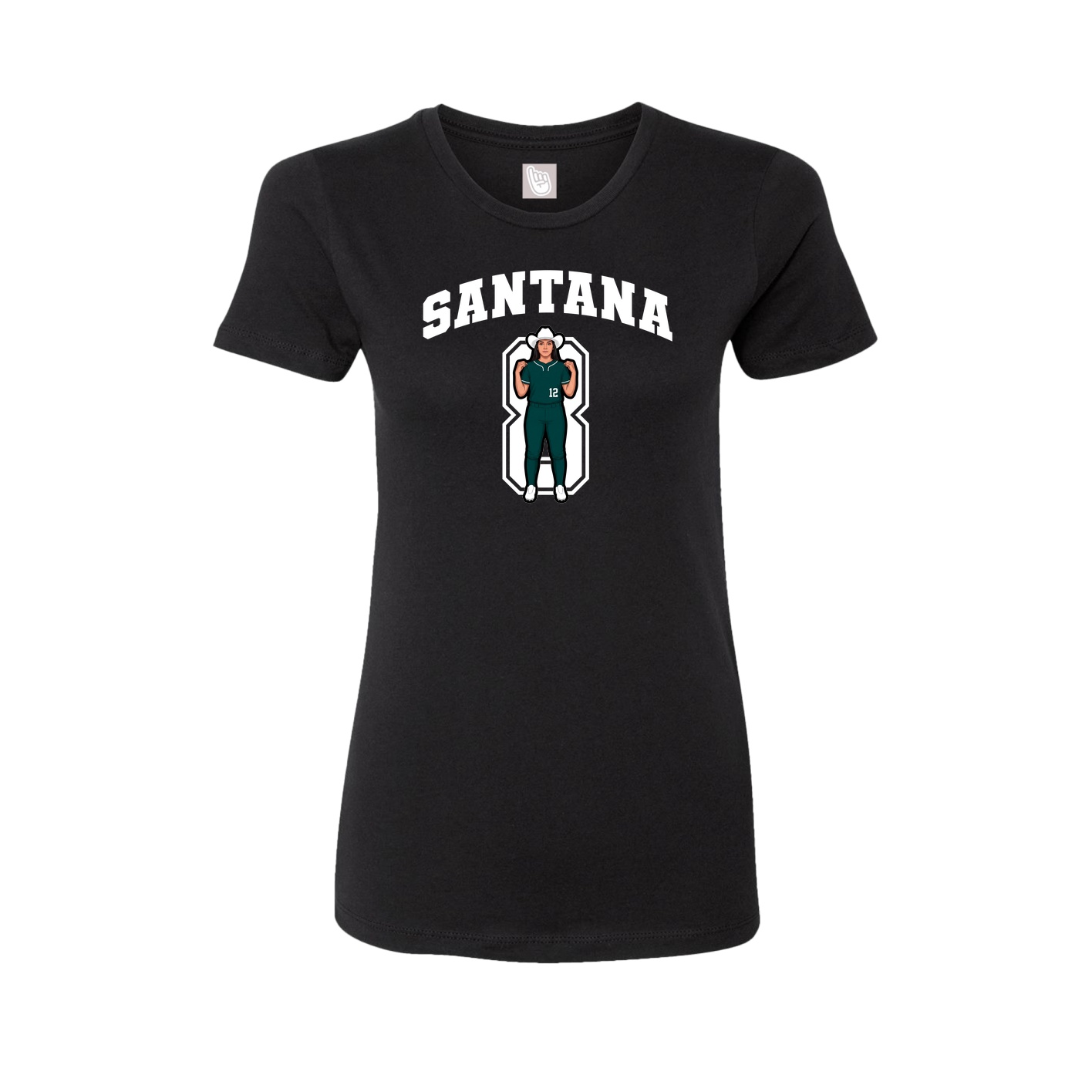 Fitted Women's Tee — Number in Black