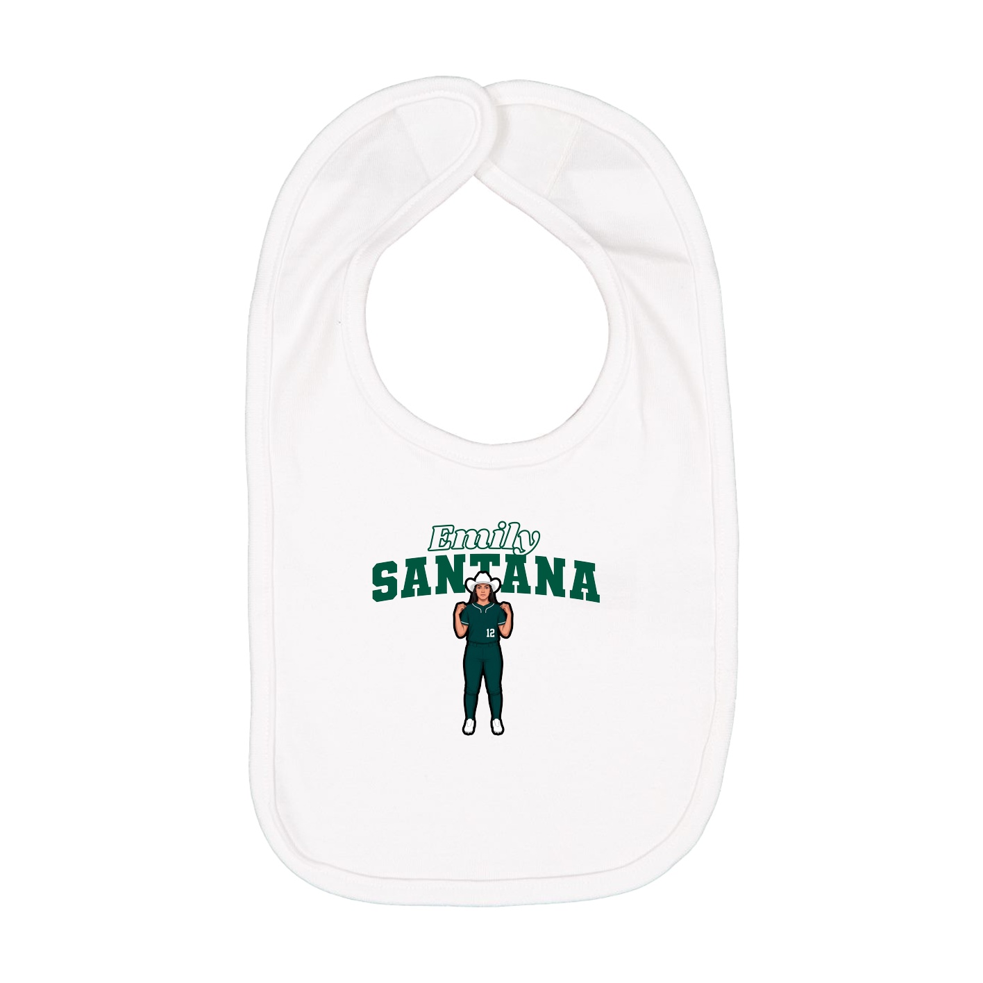 Infant Bib — Name Arch in White