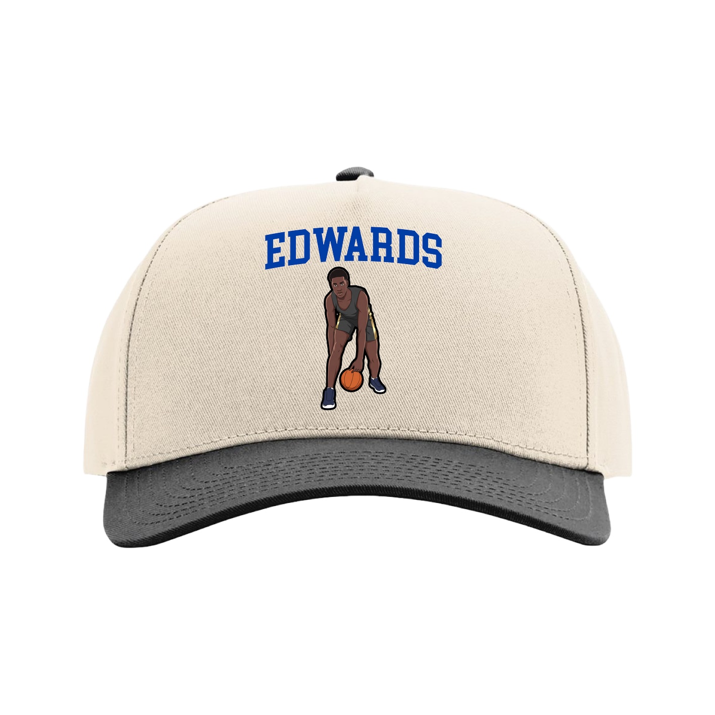Full Fabric Five-Panel Champ Cap — Shirsey in Cream/Black