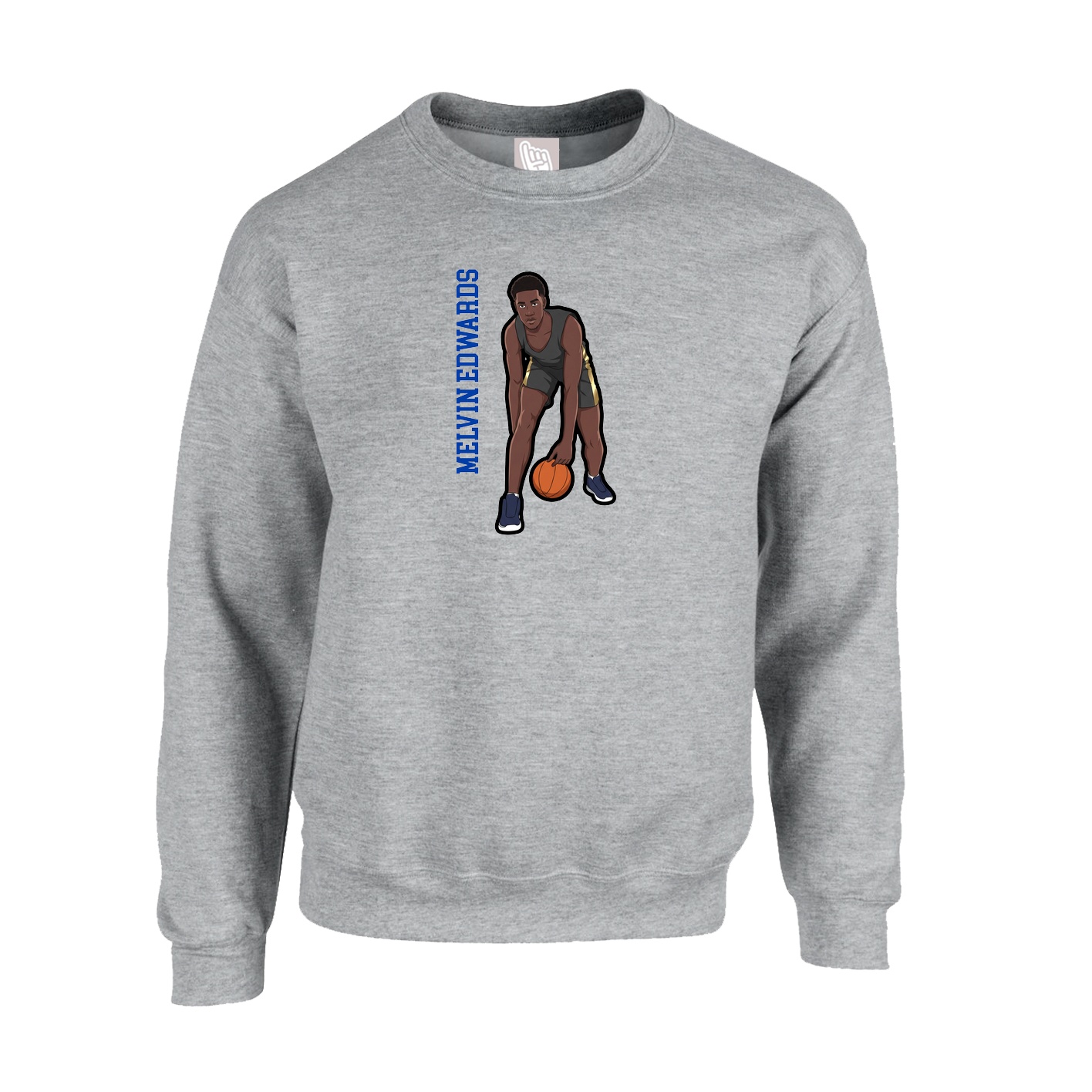 Fleece Crew — Name Vertical in Grey