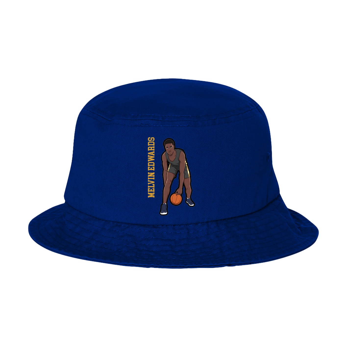 Bucket Cap — Name Vertical in Royal Blue