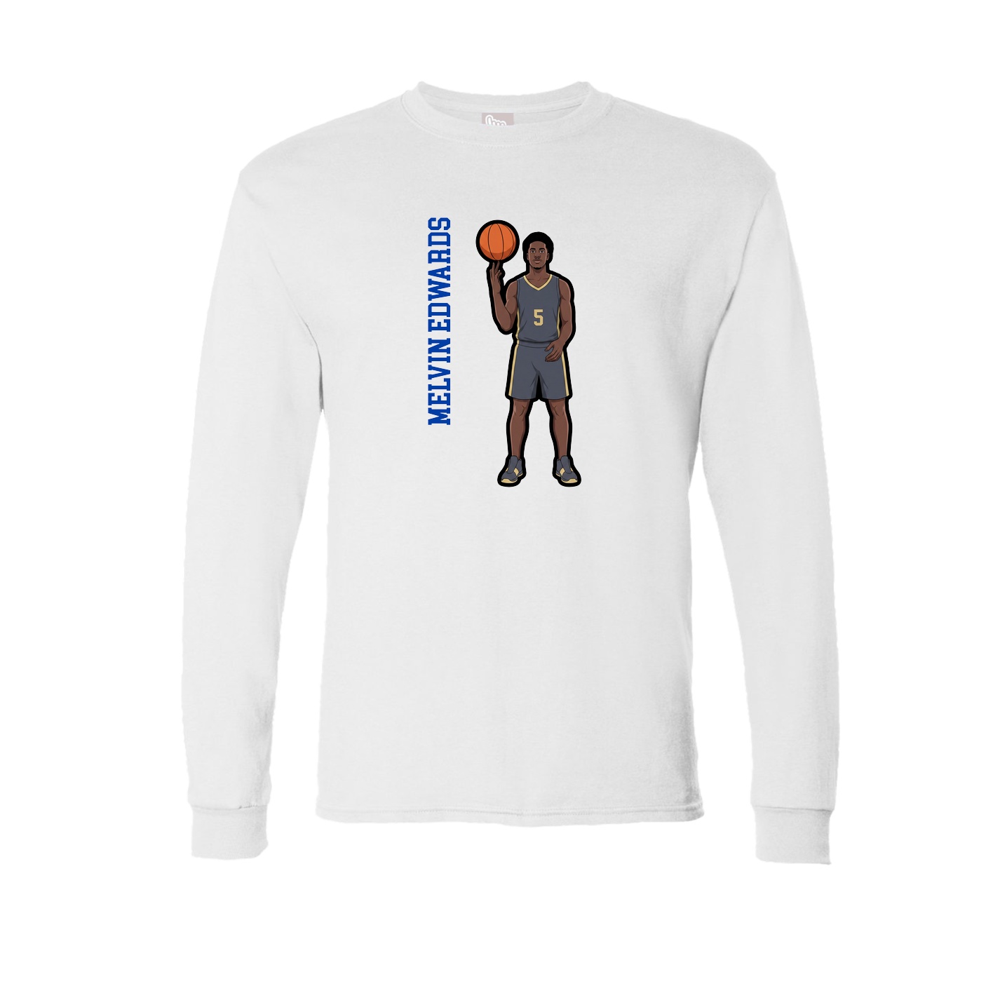 Long Sleeve Tee — Name Vertical in White