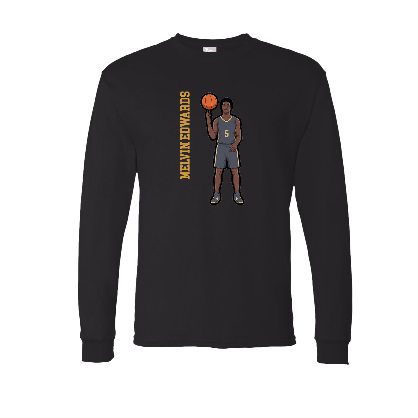 Long Sleeve Tee — Name Vertical in Black