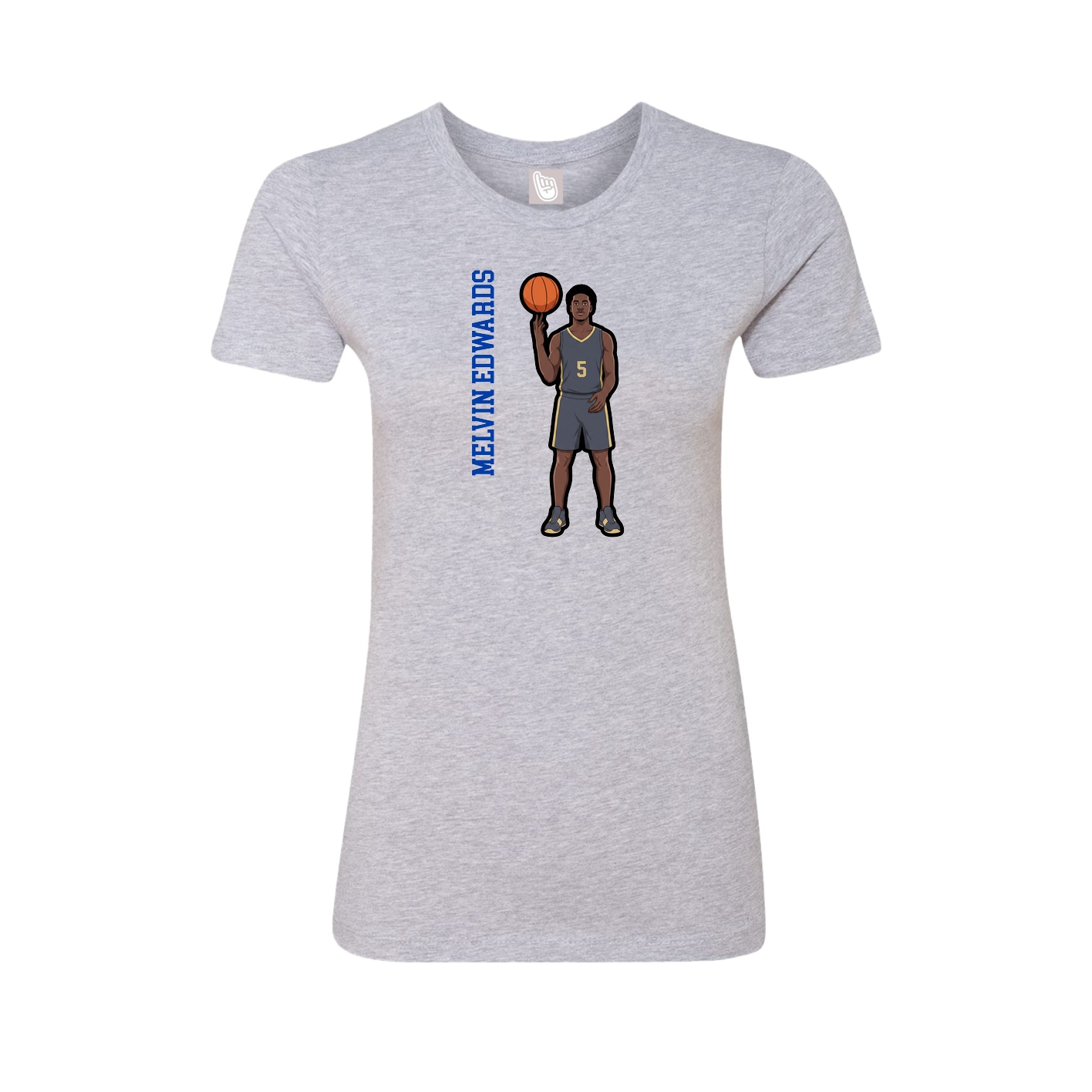 Fitted Women's Tee — Name Vertical in Grey