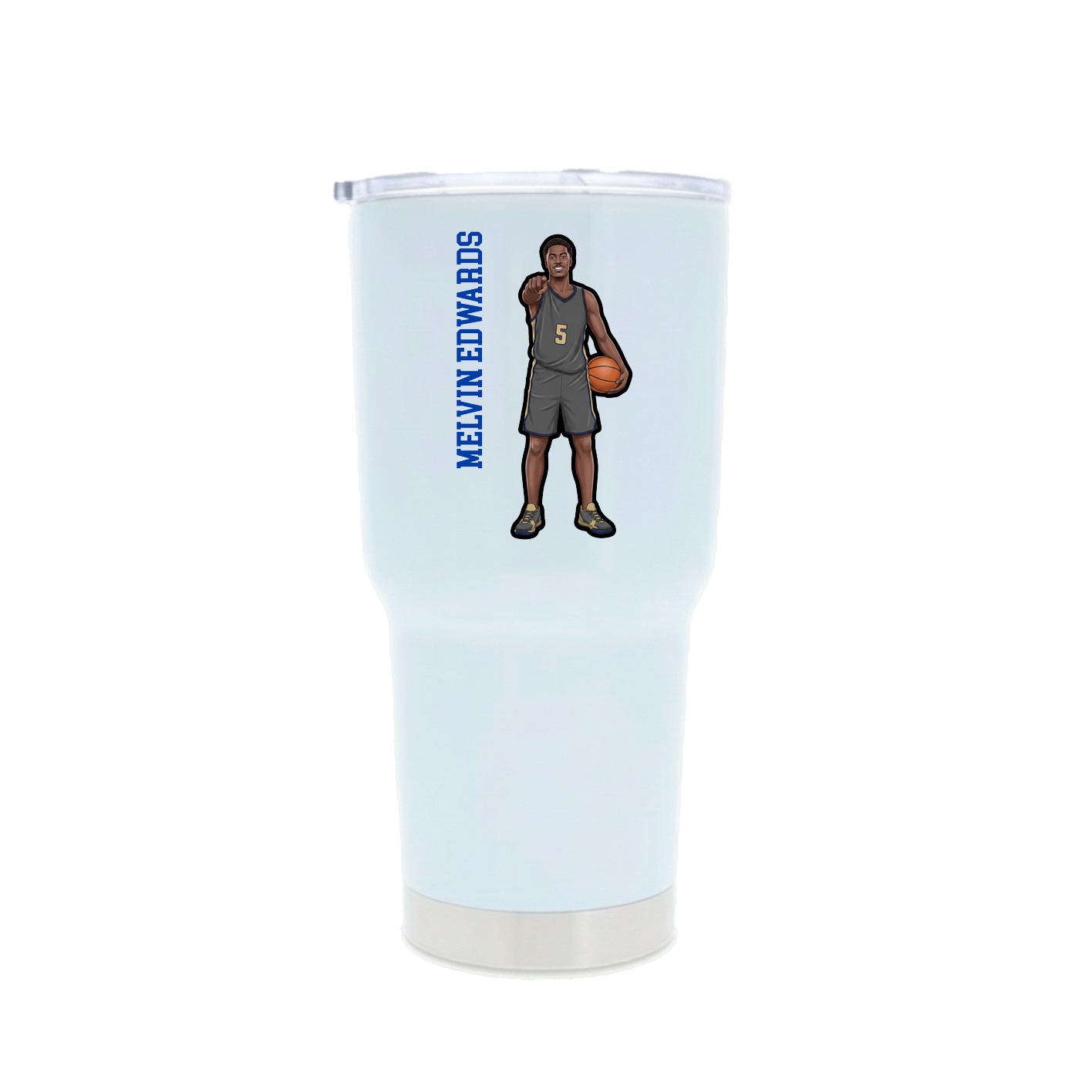30oz Stainless Steel Tumbler — Name Vertical in White