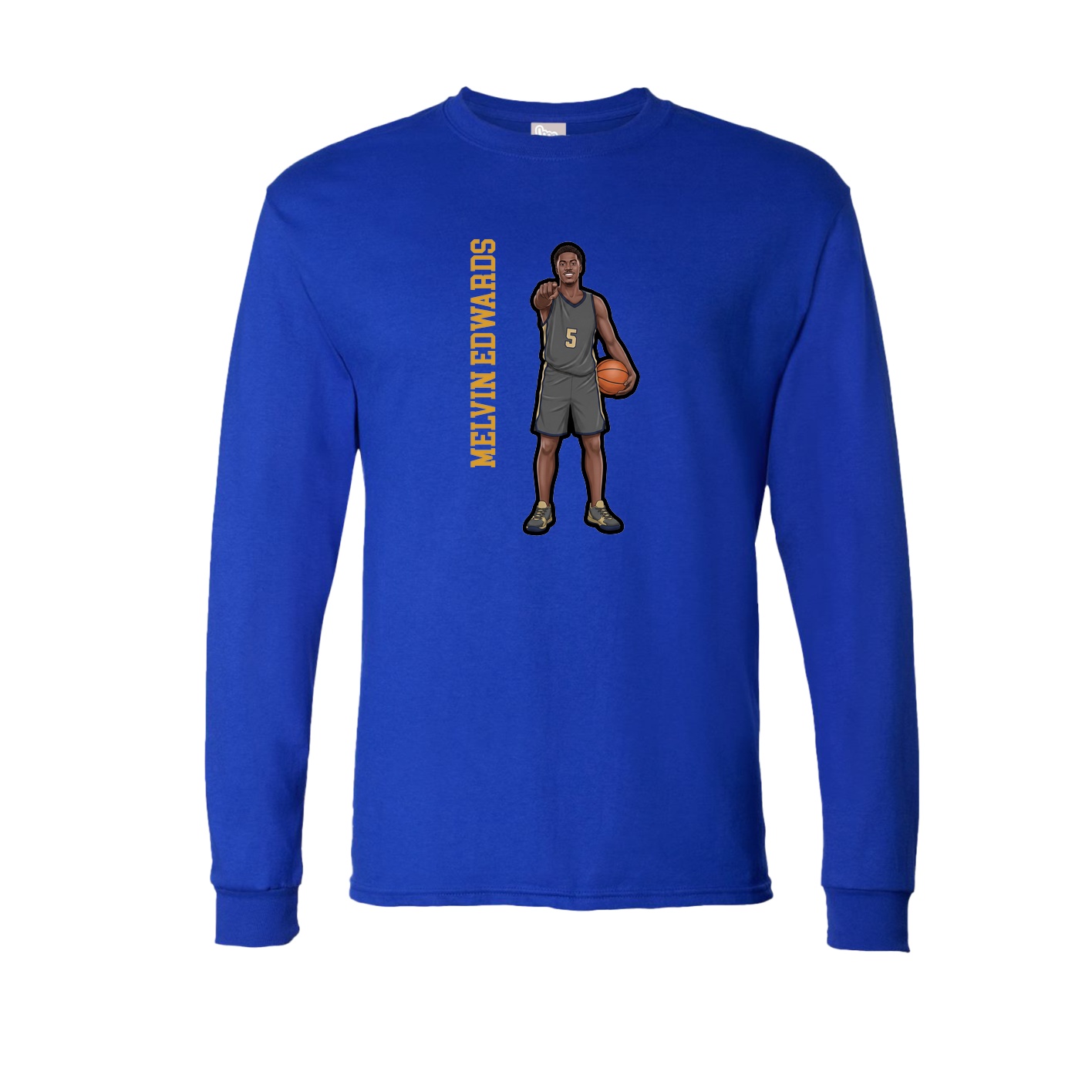Long Sleeve Tee — Name Vertical in Royal