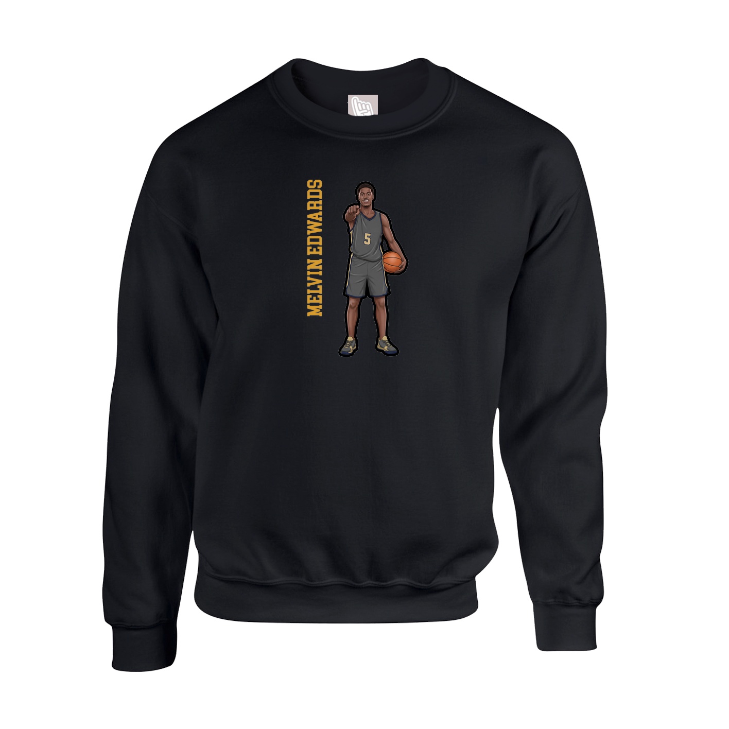 Fleece Crew — Name Vertical in Black