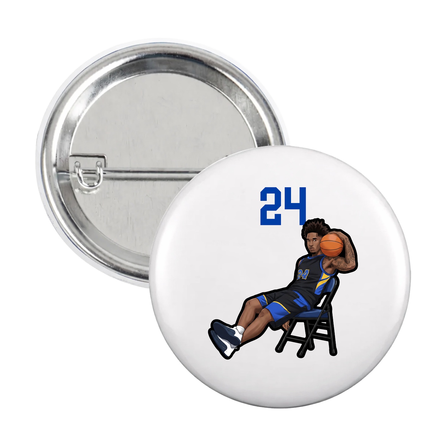 Game Day Button — Number Top in White