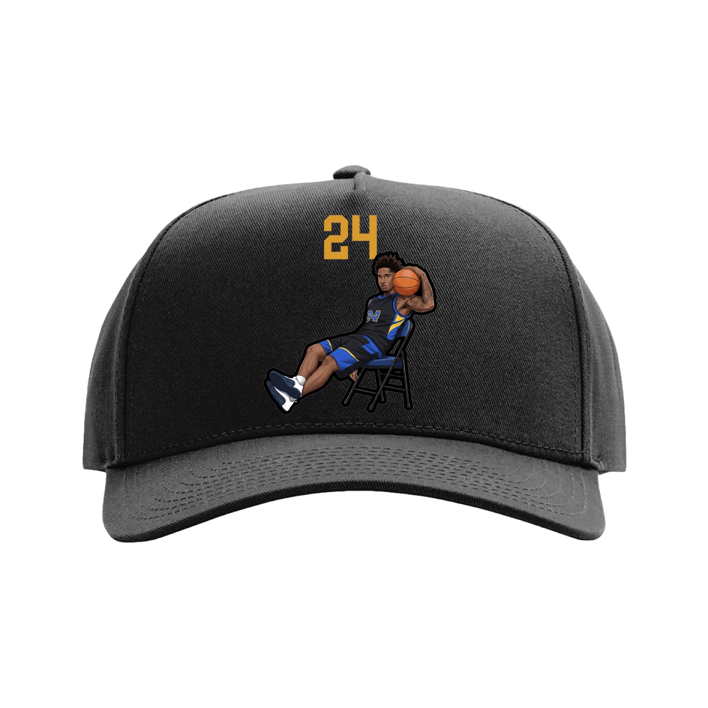 Full Fabric Five-Panel Champ Cap — Number Top in Black
