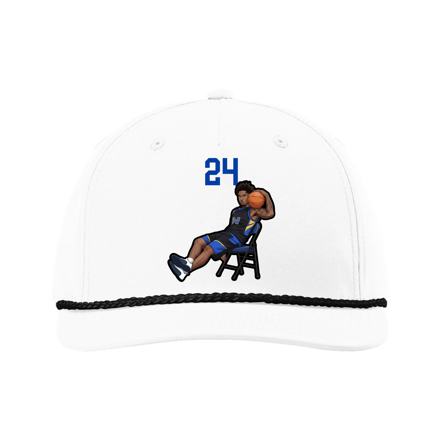 Five-Panel Classic Rope Cap — Number Top in White