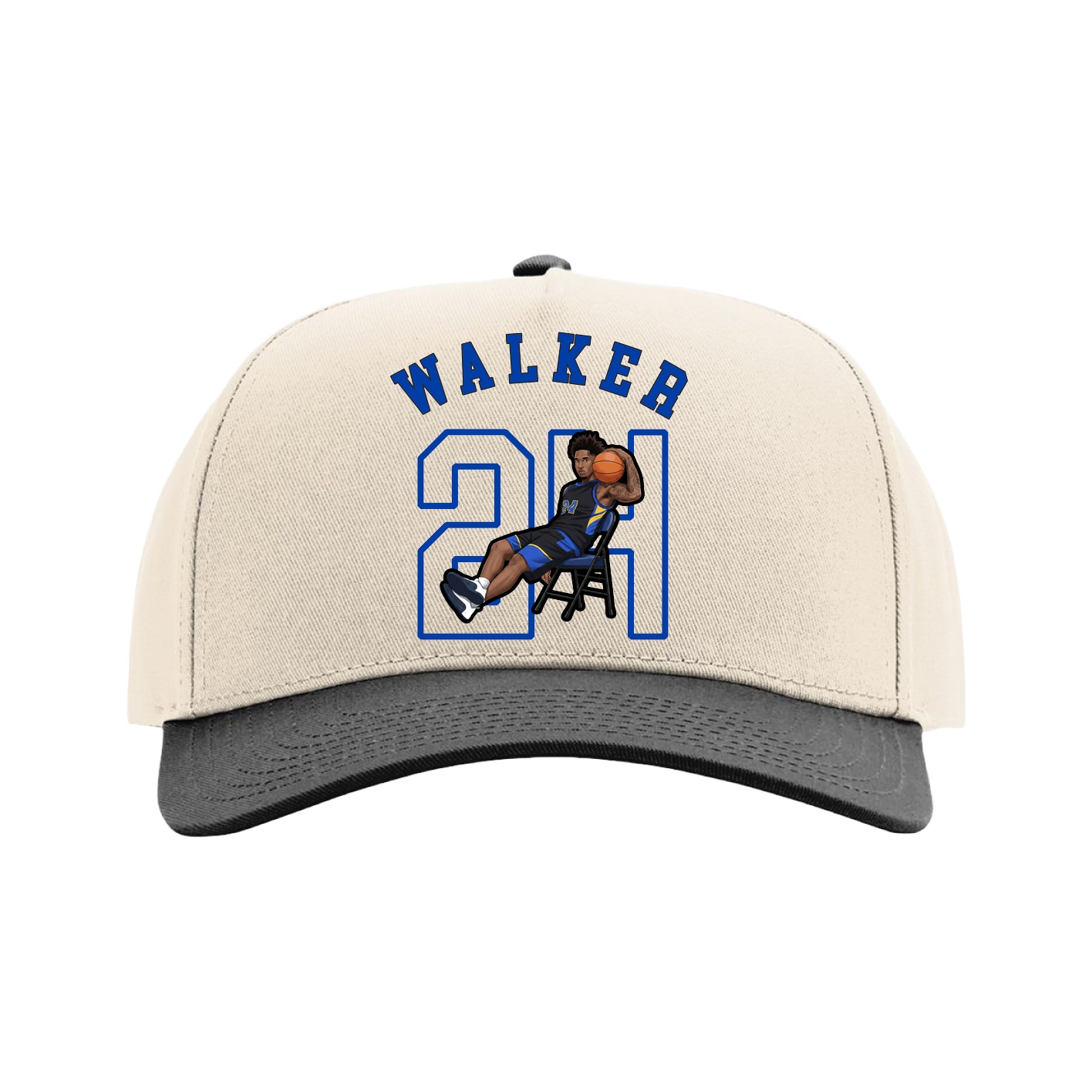 Full Fabric Five-Panel Champ Cap — Shirsey Arch in Cream/Black