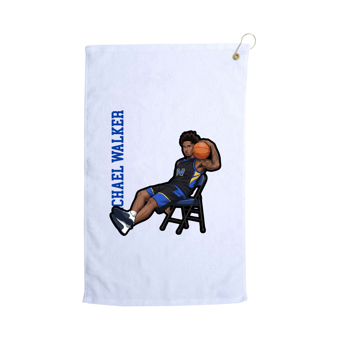 Golf Towel — Name Vertical in White