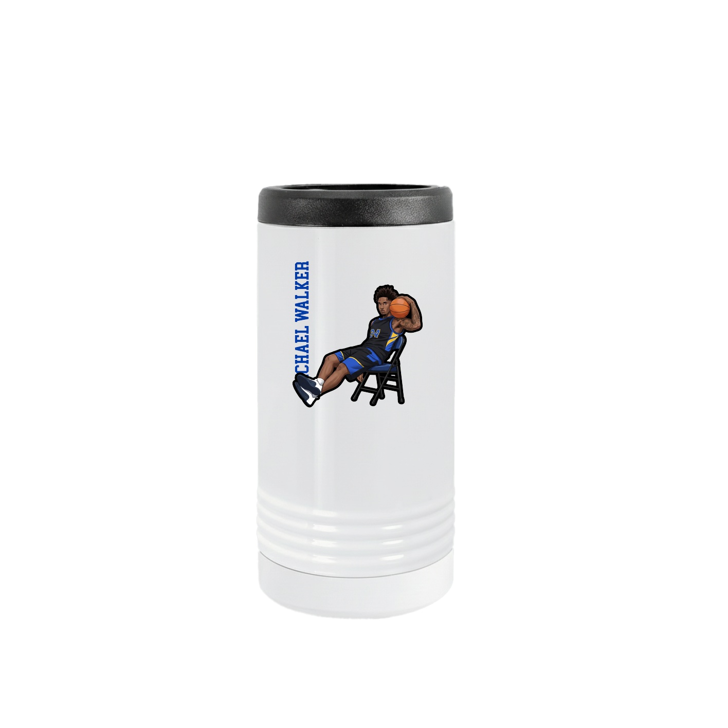 Slim Beverage Holder — Name Vertical in White