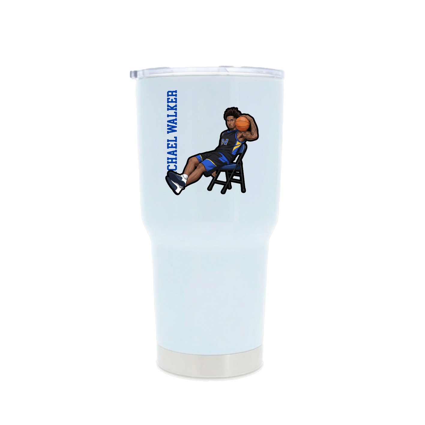 30oz Stainless Steel Tumbler — Name Vertical in White