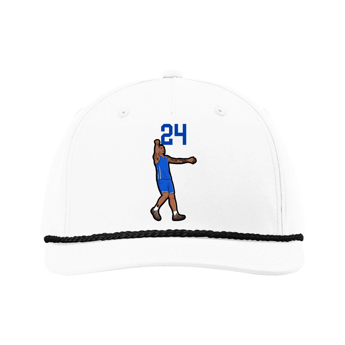 Five-Panel Classic Rope Cap — Number Top in White