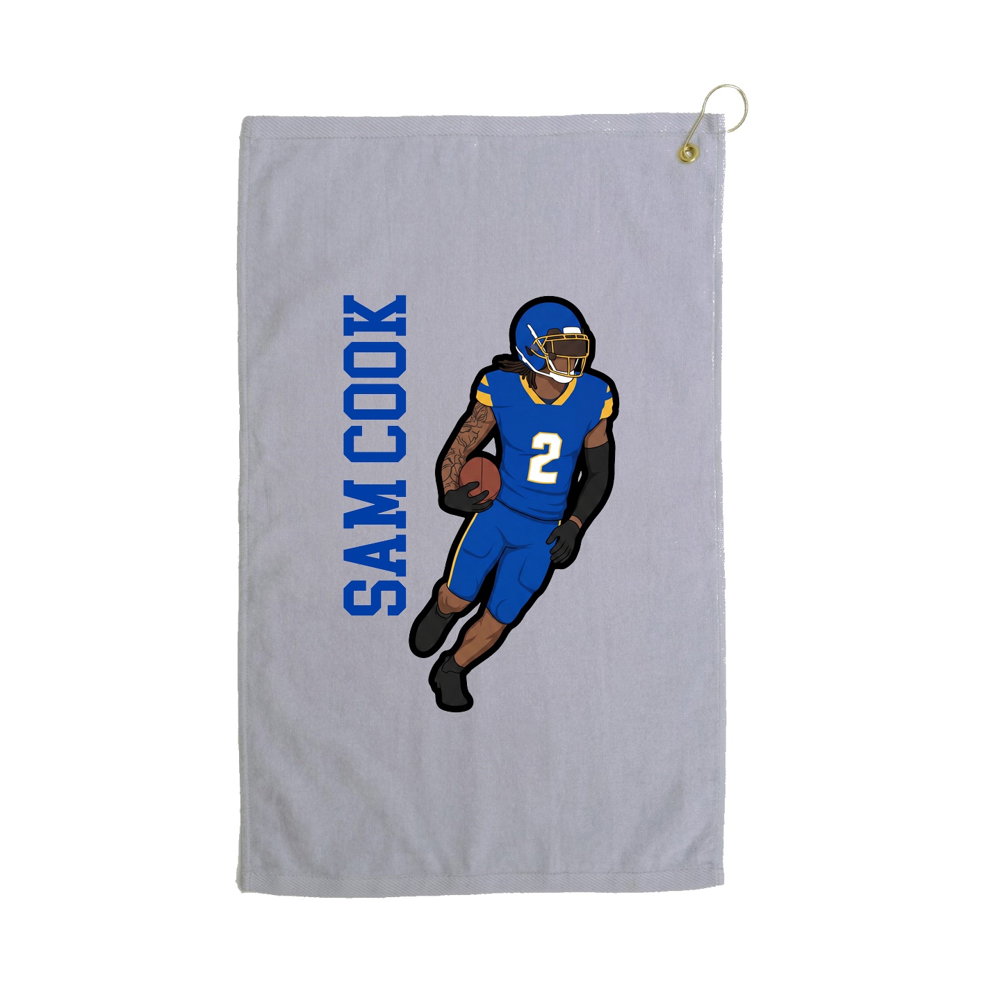 Golf Towel — Name Vertical in Grey